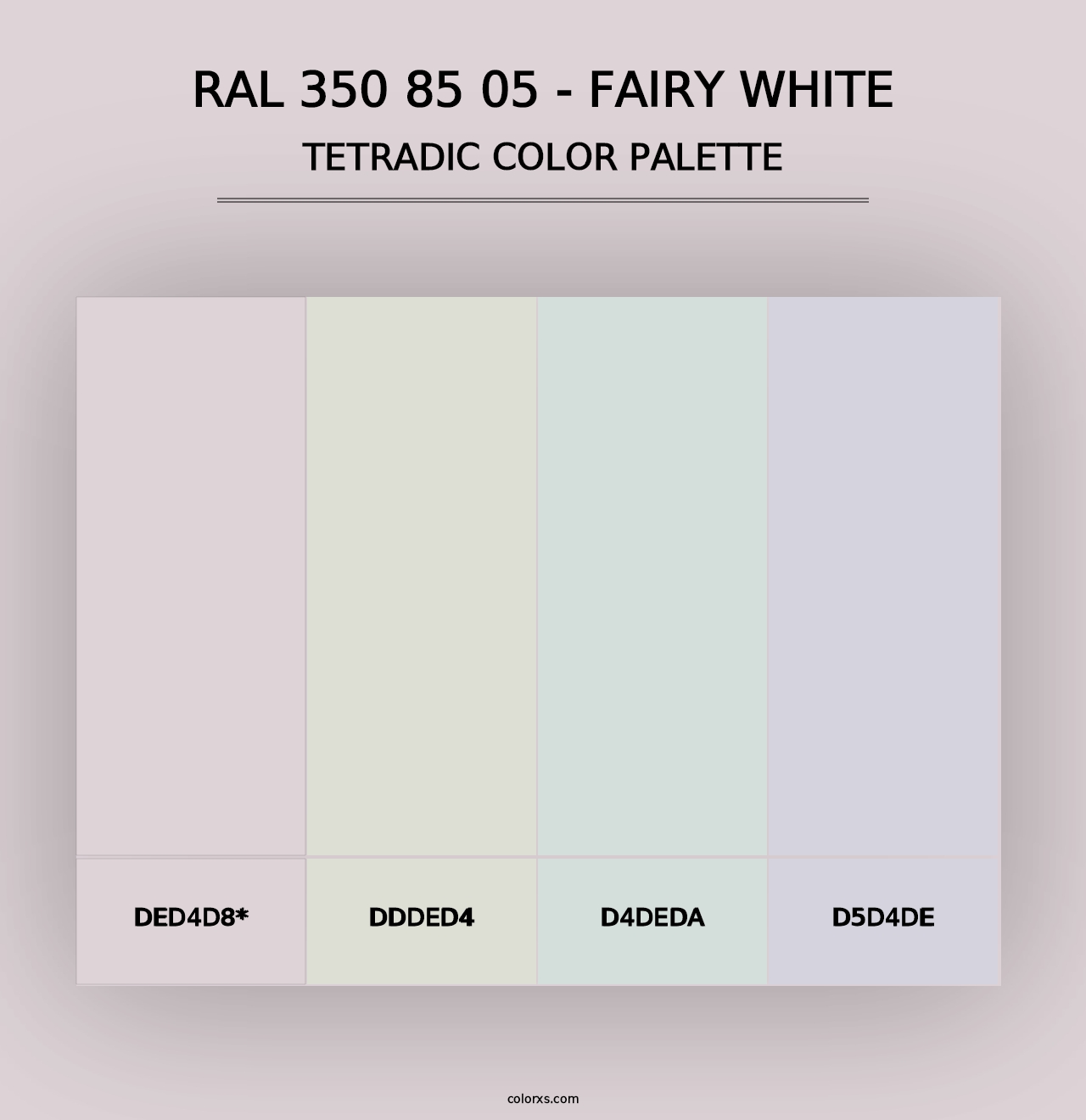 RAL 350 85 05 - Fairy White - Tetradic Color Palette