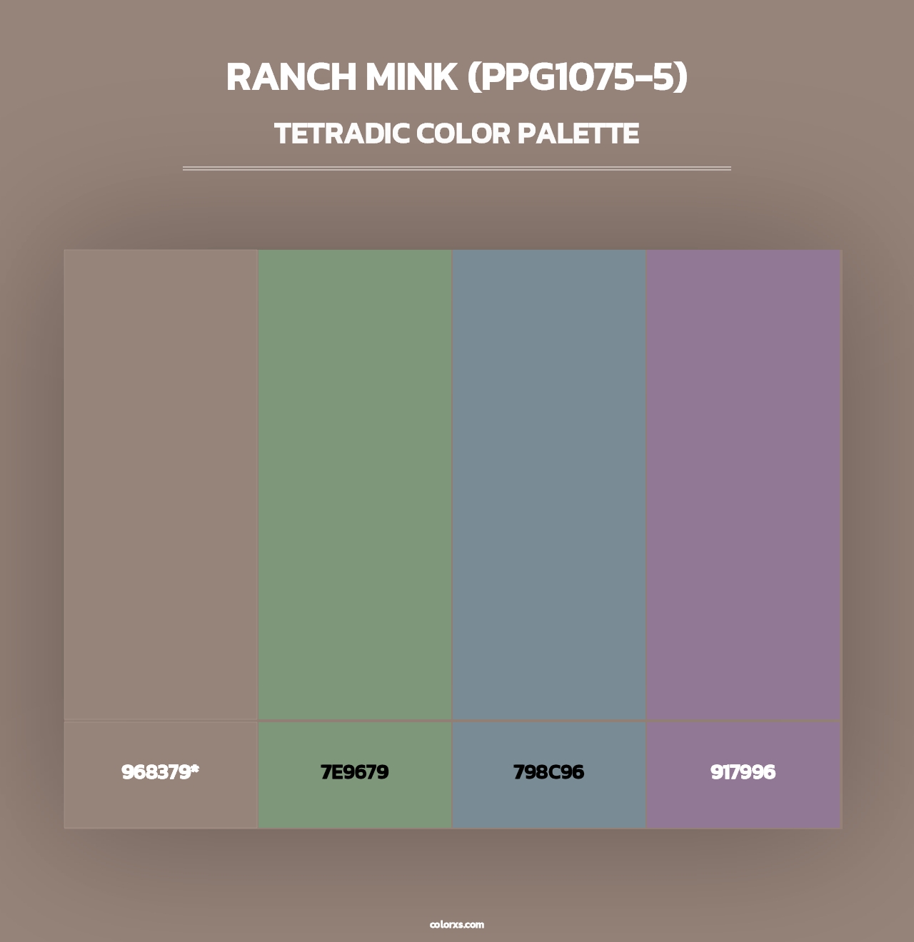 Ranch Mink (PPG1075-5) - Tetradic Color Palette