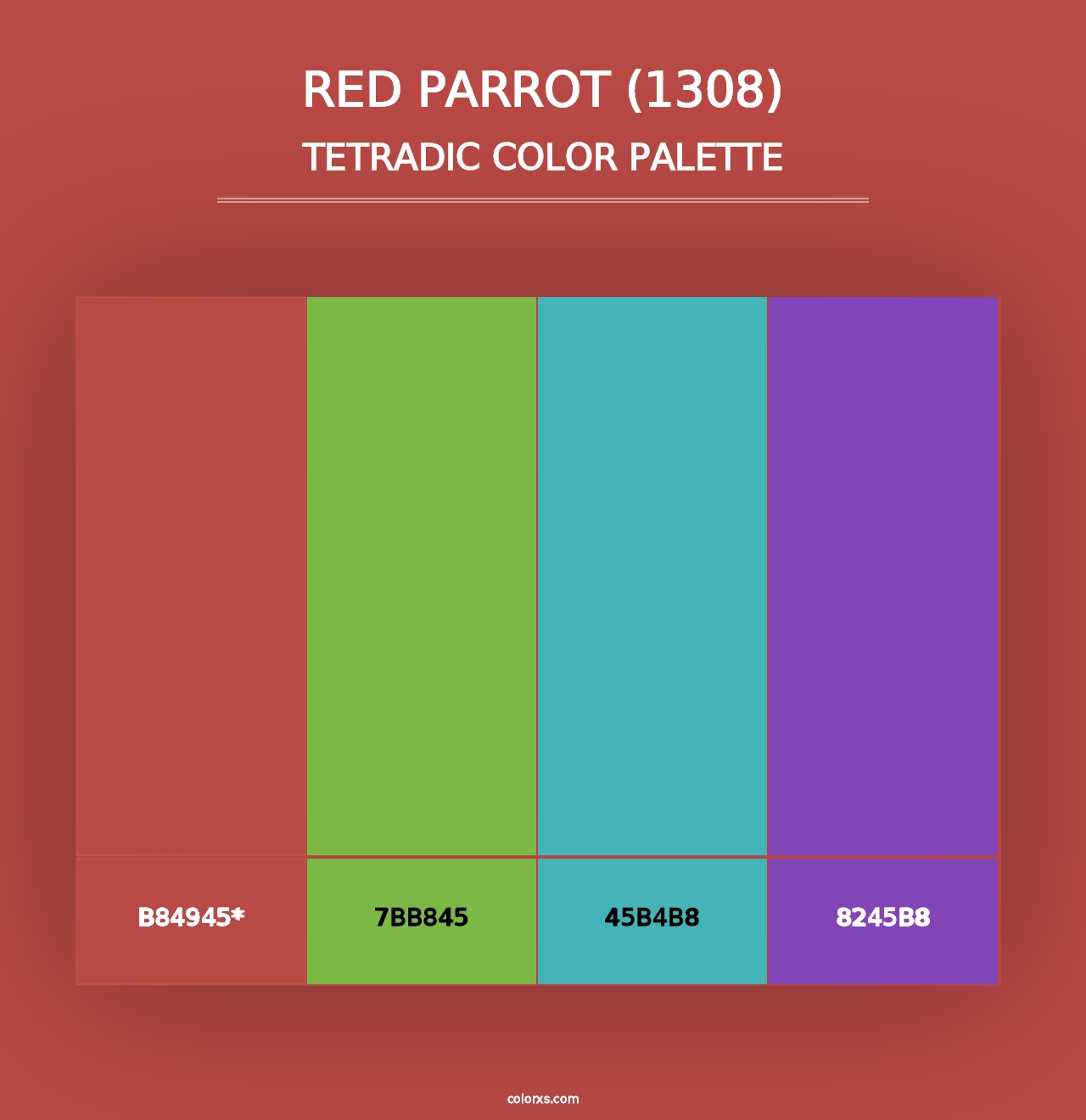 Red Parrot (1308) - Tetradic Color Palette