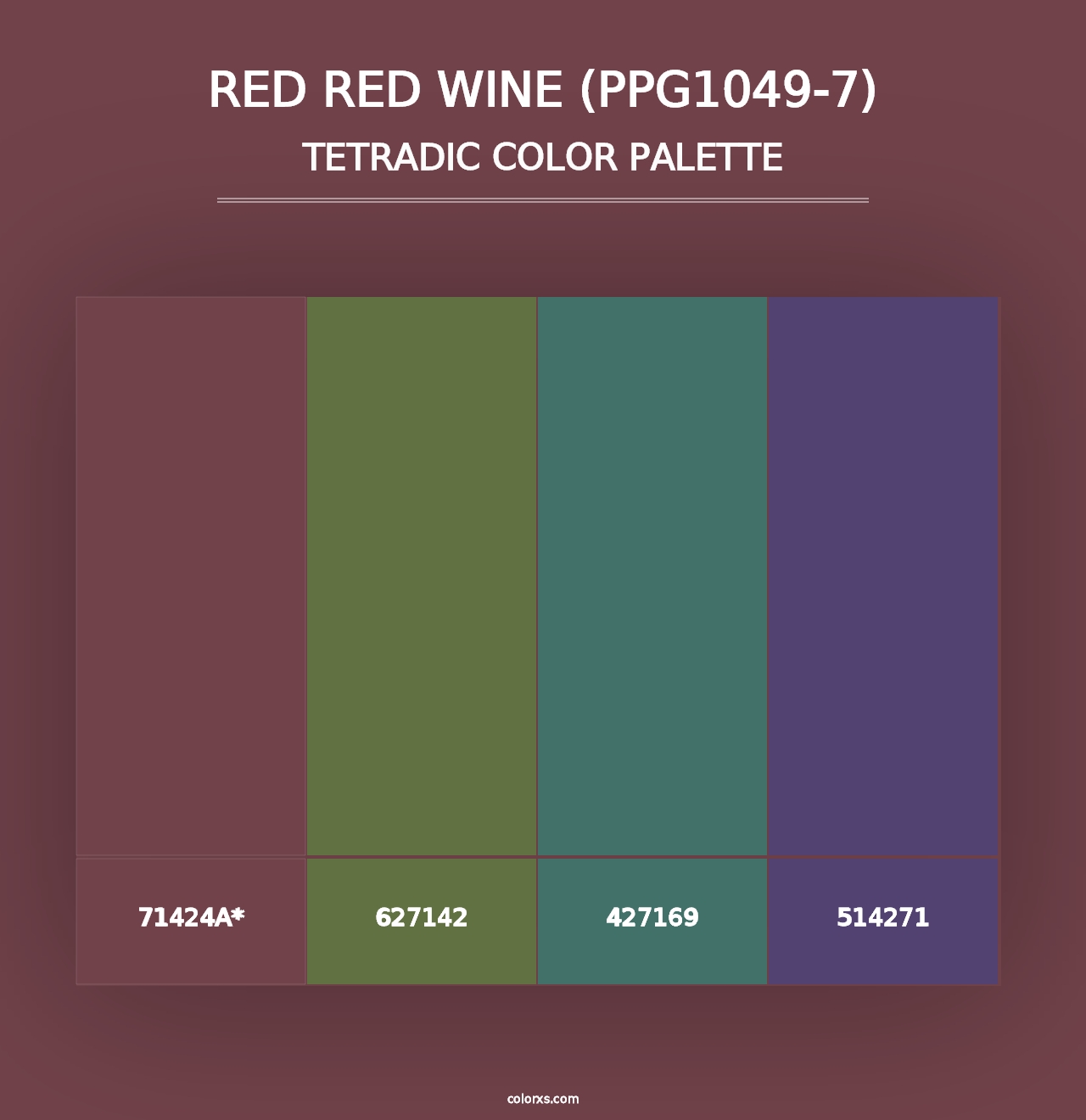 Red Red Wine (PPG1049-7) - Tetradic Color Palette