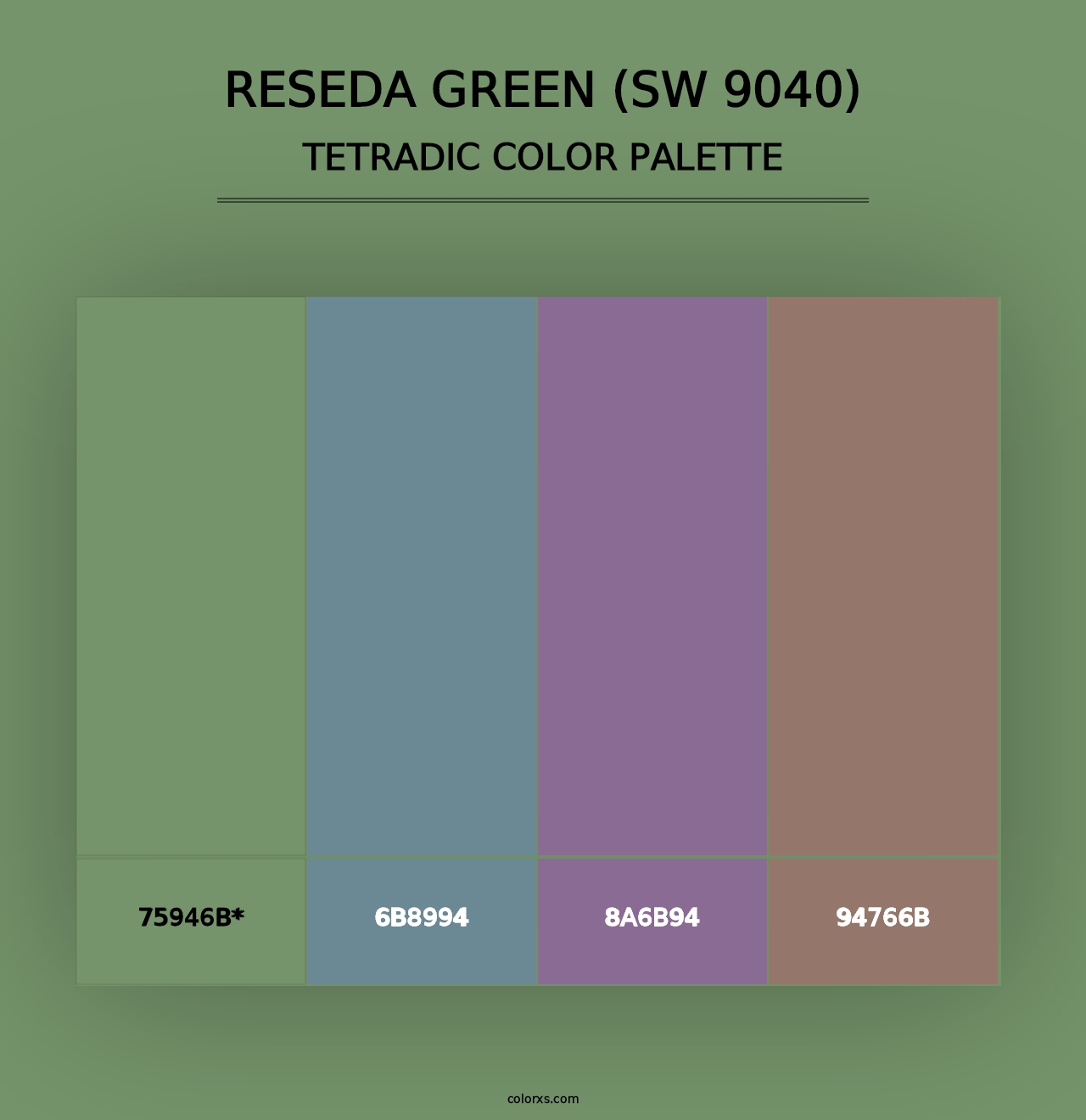 Reseda Green (SW 9040) - Tetradic Color Palette