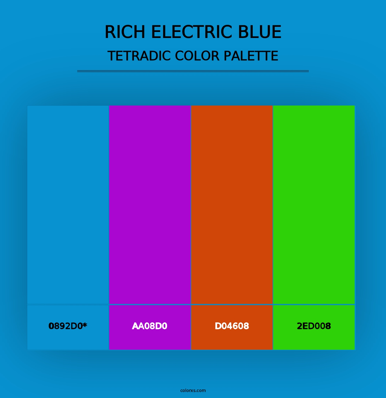 Rich Electric Blue - Tetradic Color Palette