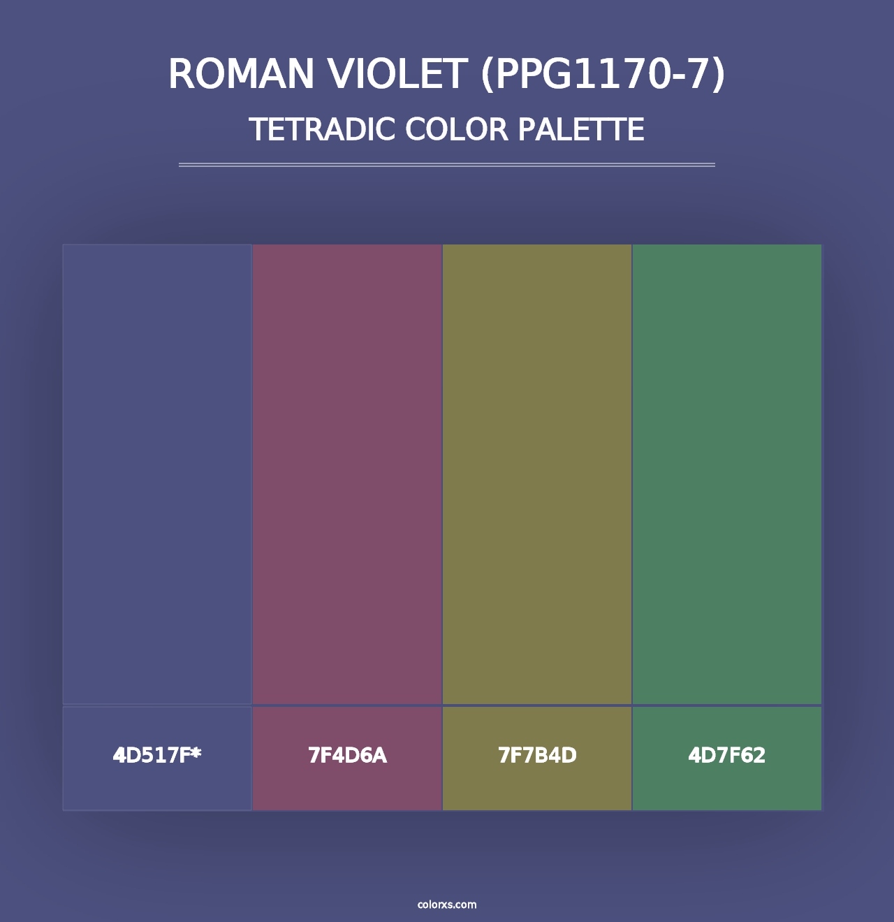 Roman Violet (PPG1170-7) - Tetradic Color Palette