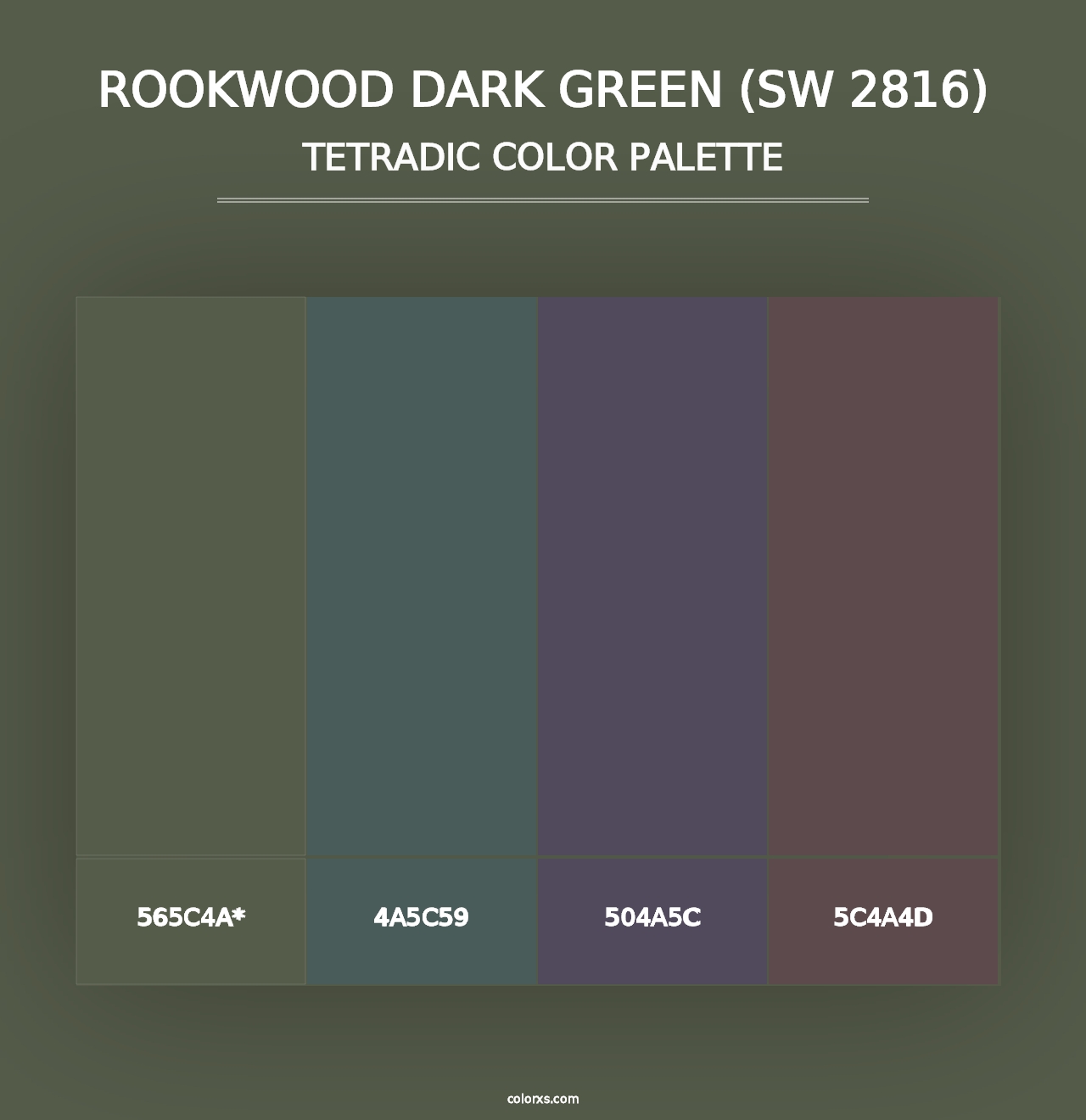 Rookwood Dark Green (SW 2816) - Tetradic Color Palette