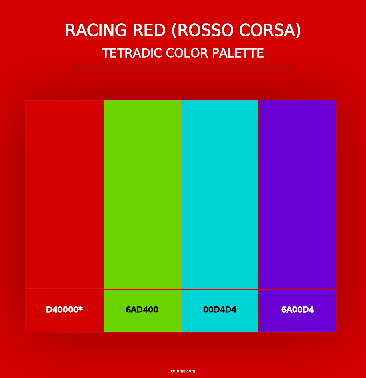 Racing Red (Rosso Corsa) - Tetradic Color Palette