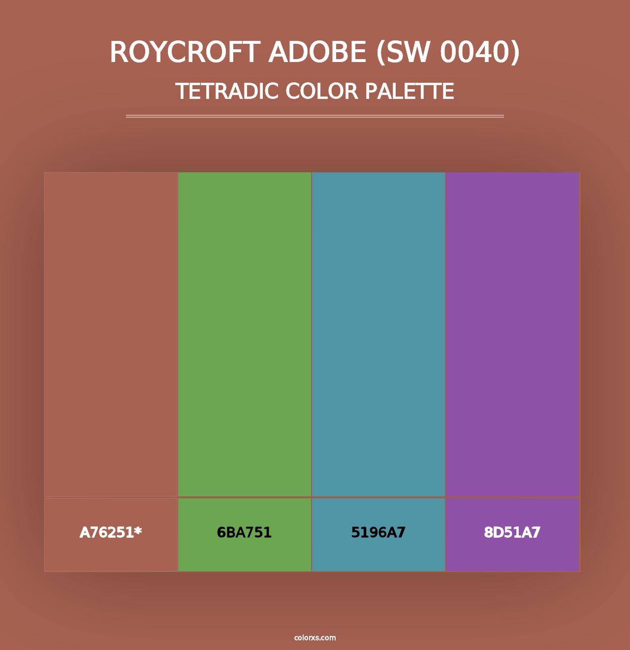 Roycroft Adobe (SW 0040) - Tetradic Color Palette