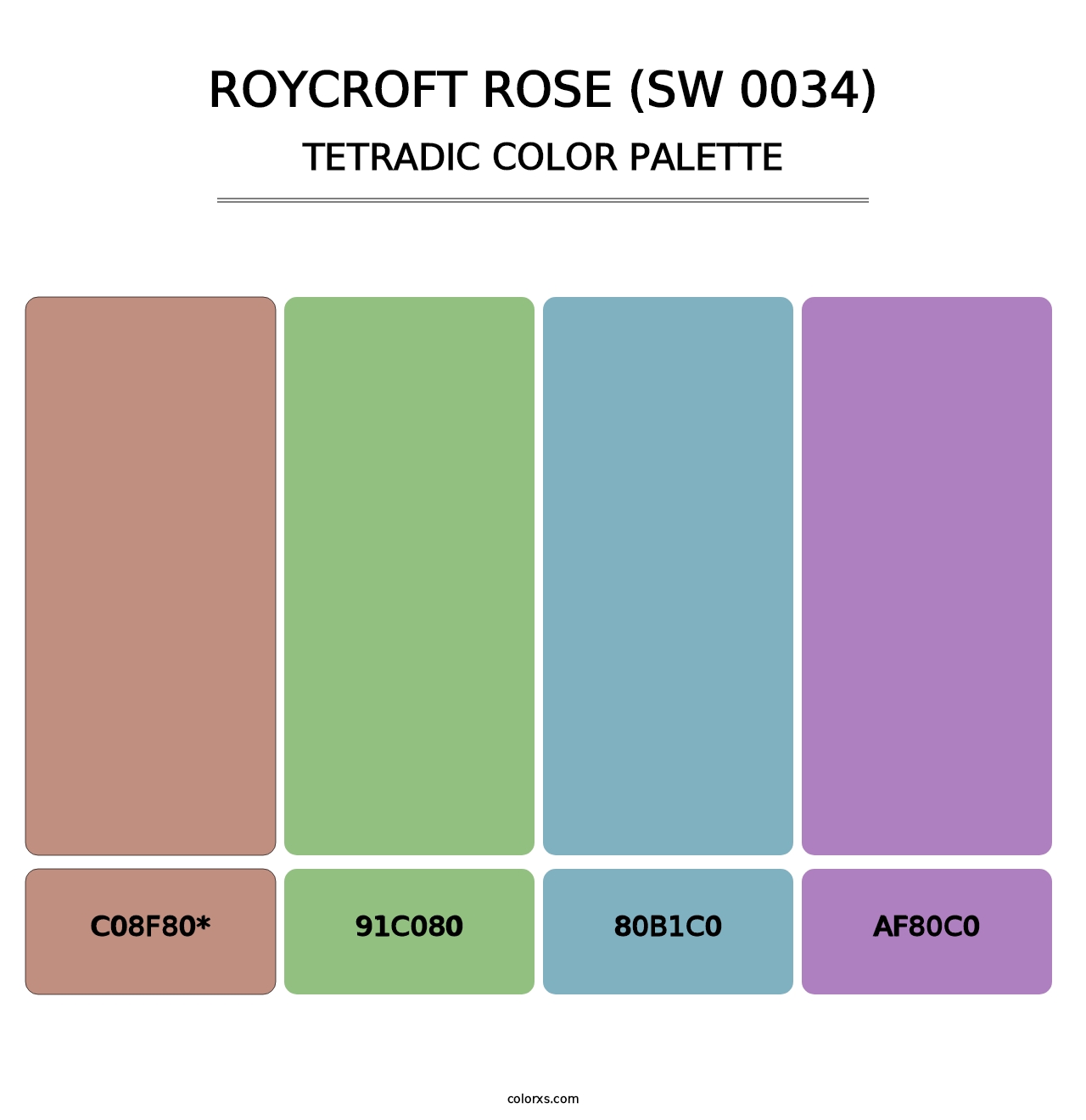 Roycroft Rose (SW 0034) - Tetradic Color Palette