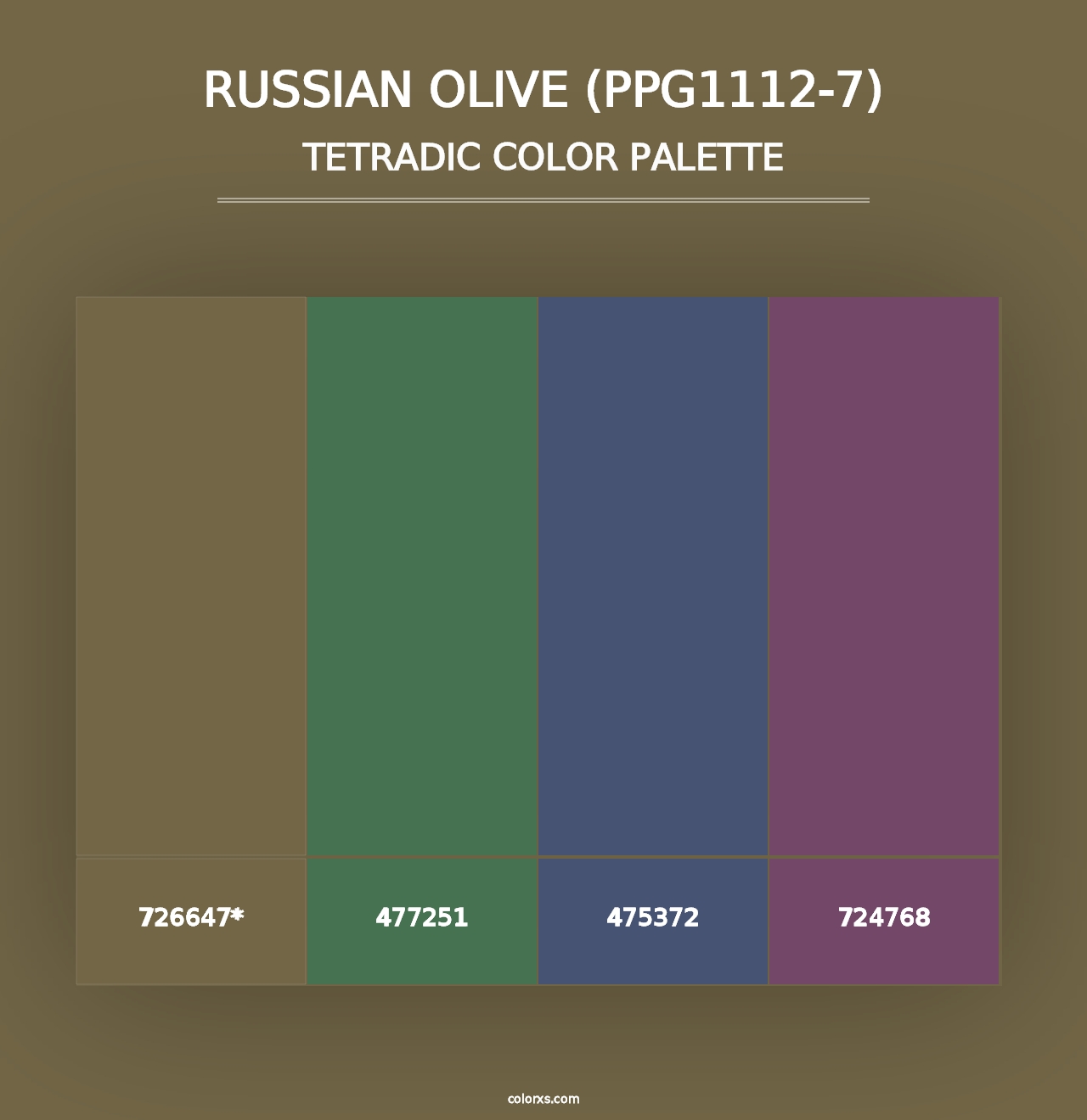 Russian Olive (PPG1112-7) - Tetradic Color Palette