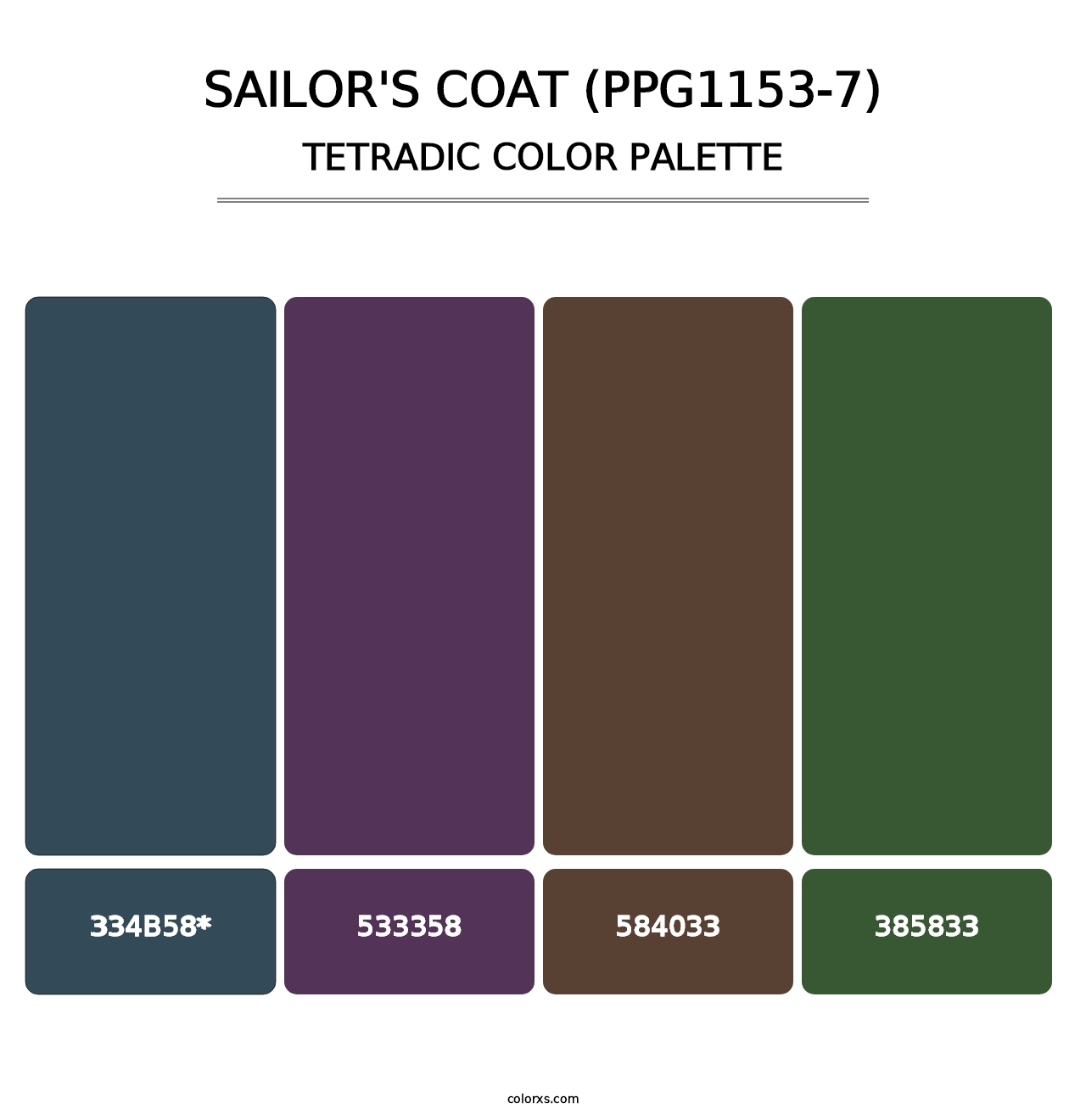 Sailor's Coat (PPG1153-7) - Tetradic Color Palette