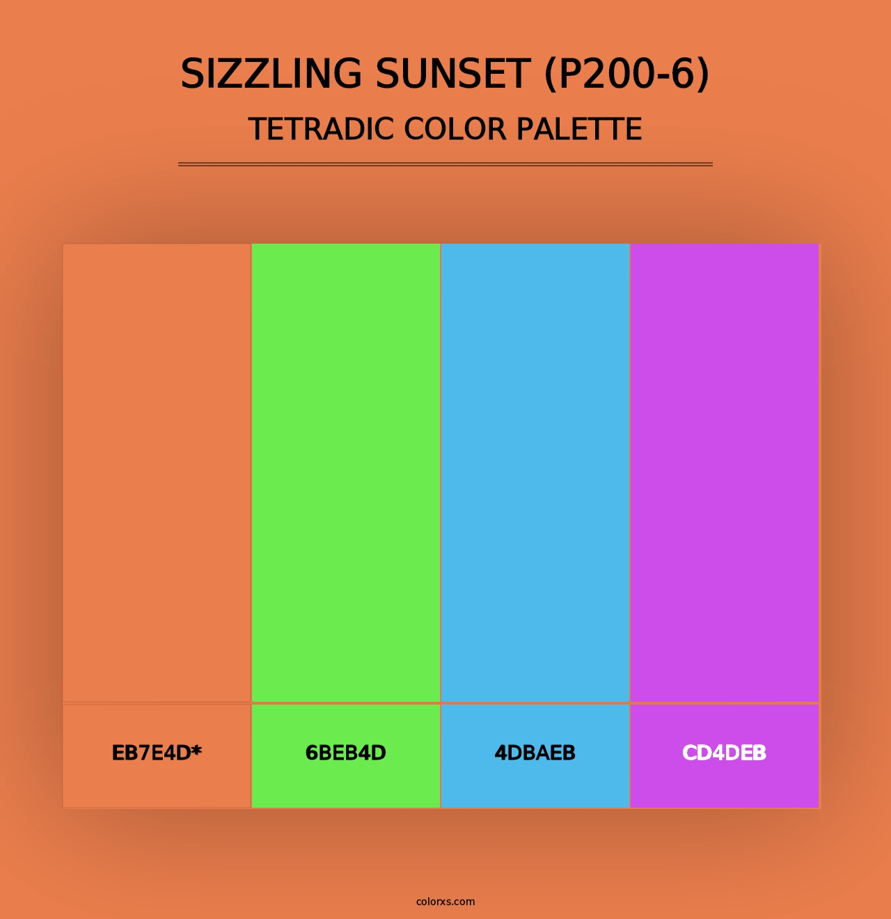 Sizzling Sunset (P200-6) - Tetradic Color Palette