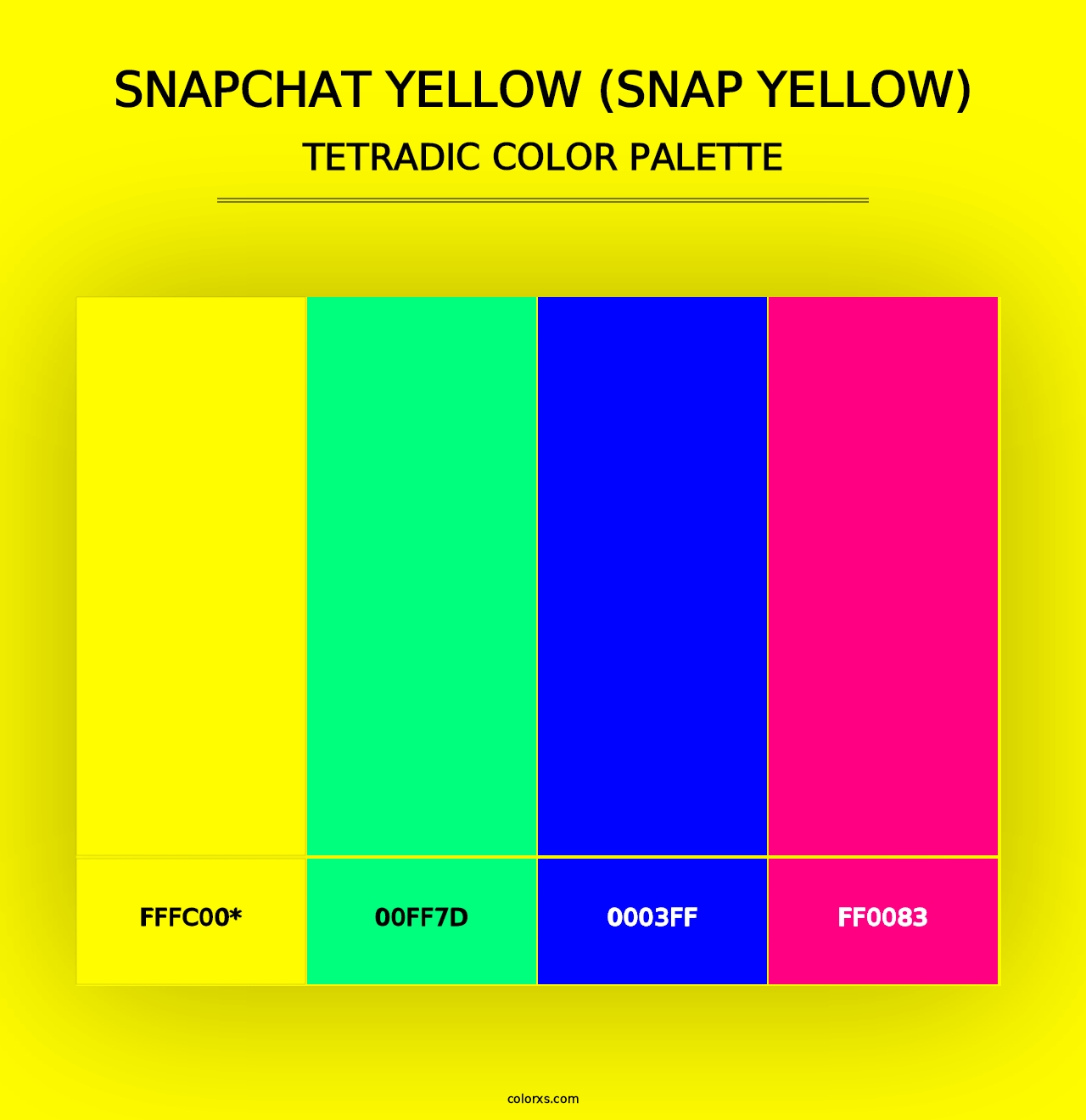 Snapchat Yellow (Snap Yellow) - Tetradic Color Palette