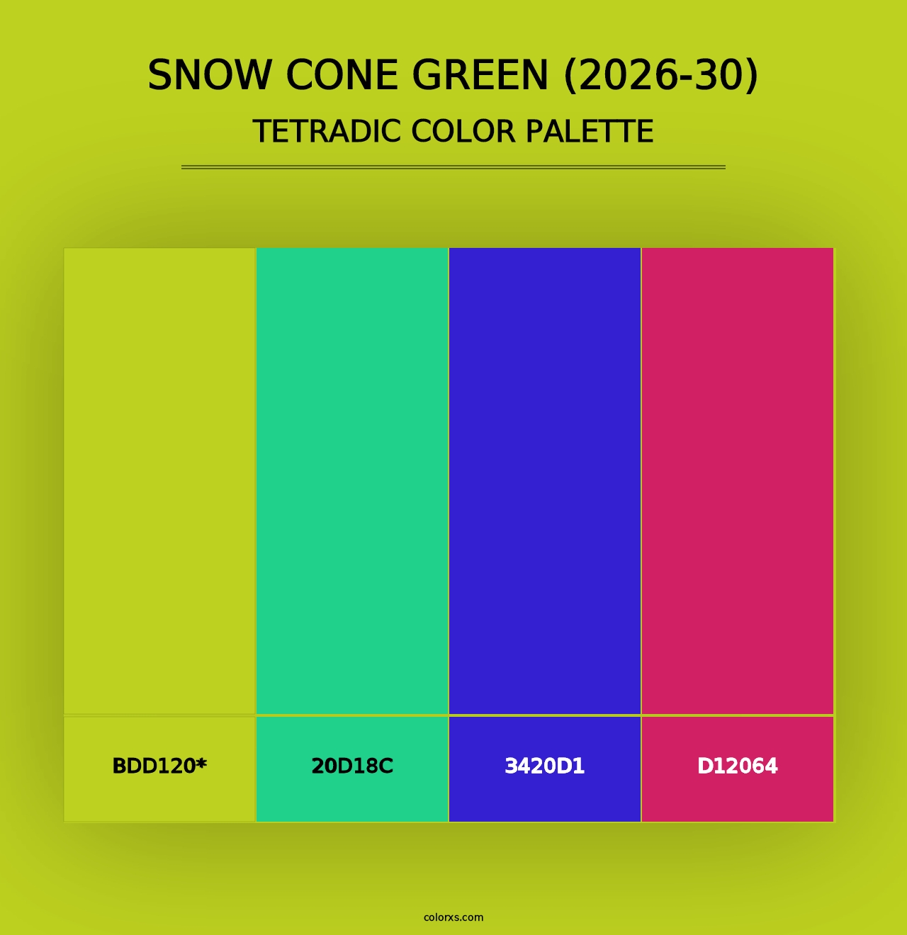 Snow Cone Green (2026-30) - Tetradic Color Palette