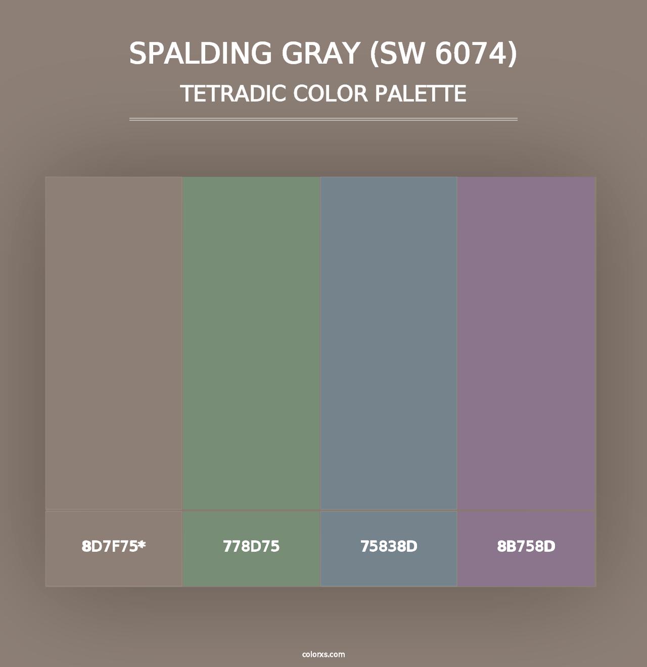 Spalding Gray (SW 6074) - Tetradic Color Palette