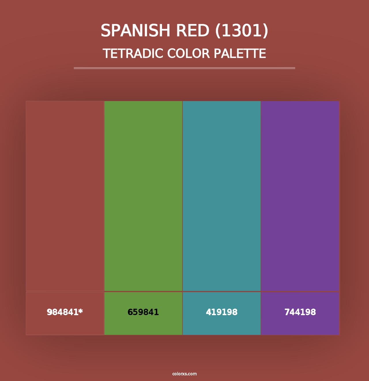 Spanish Red (1301) - Tetradic Color Palette