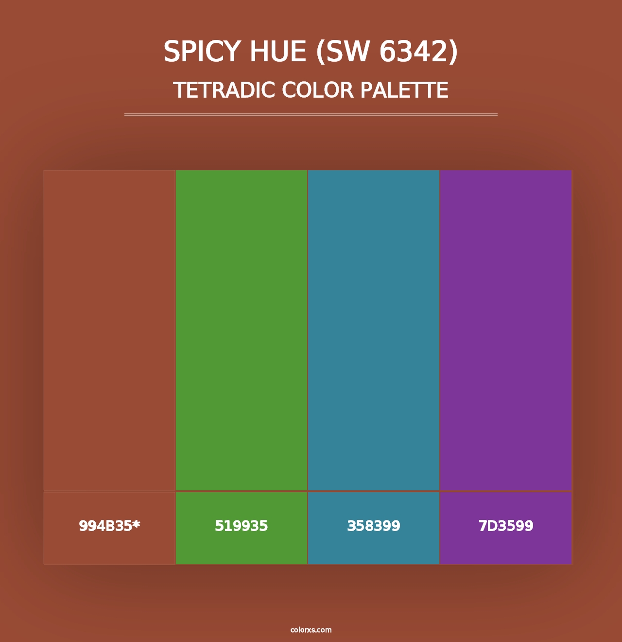 Spicy Hue (SW 6342) - Tetradic Color Palette