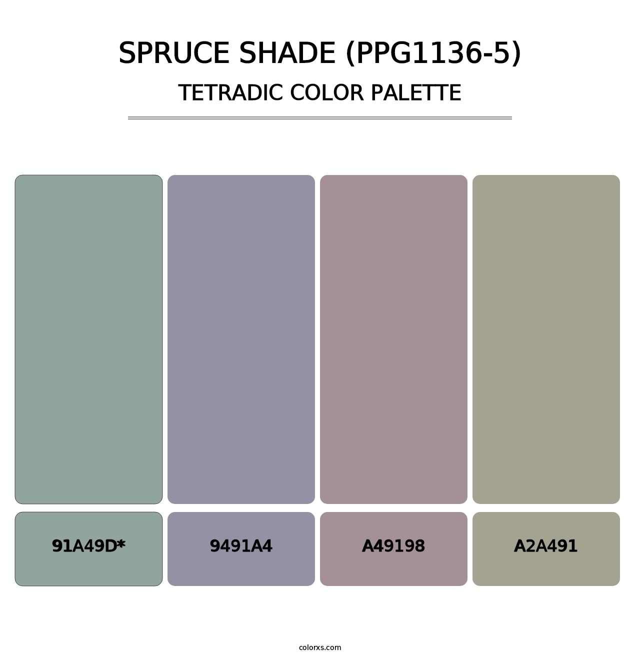 Spruce Shade (PPG1136-5) - Tetradic Color Palette