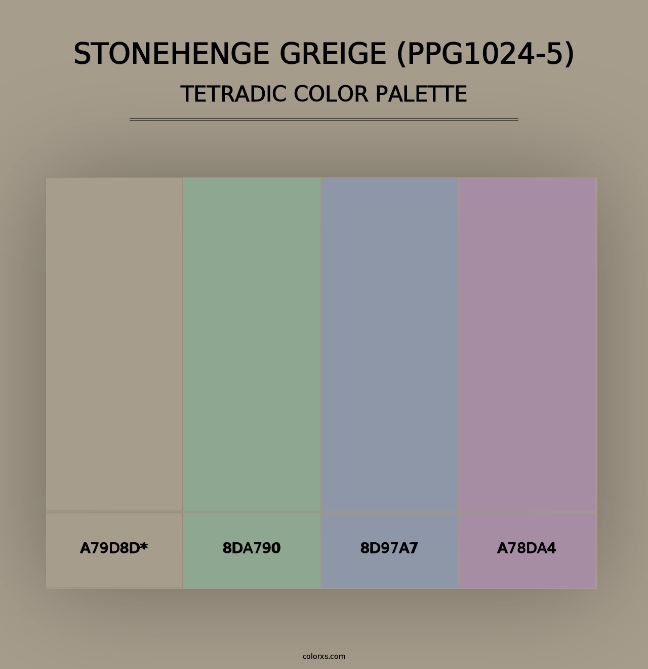 Stonehenge Greige (PPG1024-5) - Tetradic Color Palette