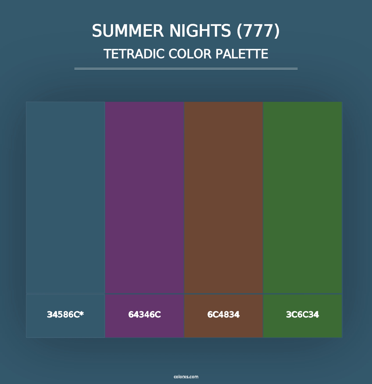 Summer Nights (777) - Tetradic Color Palette