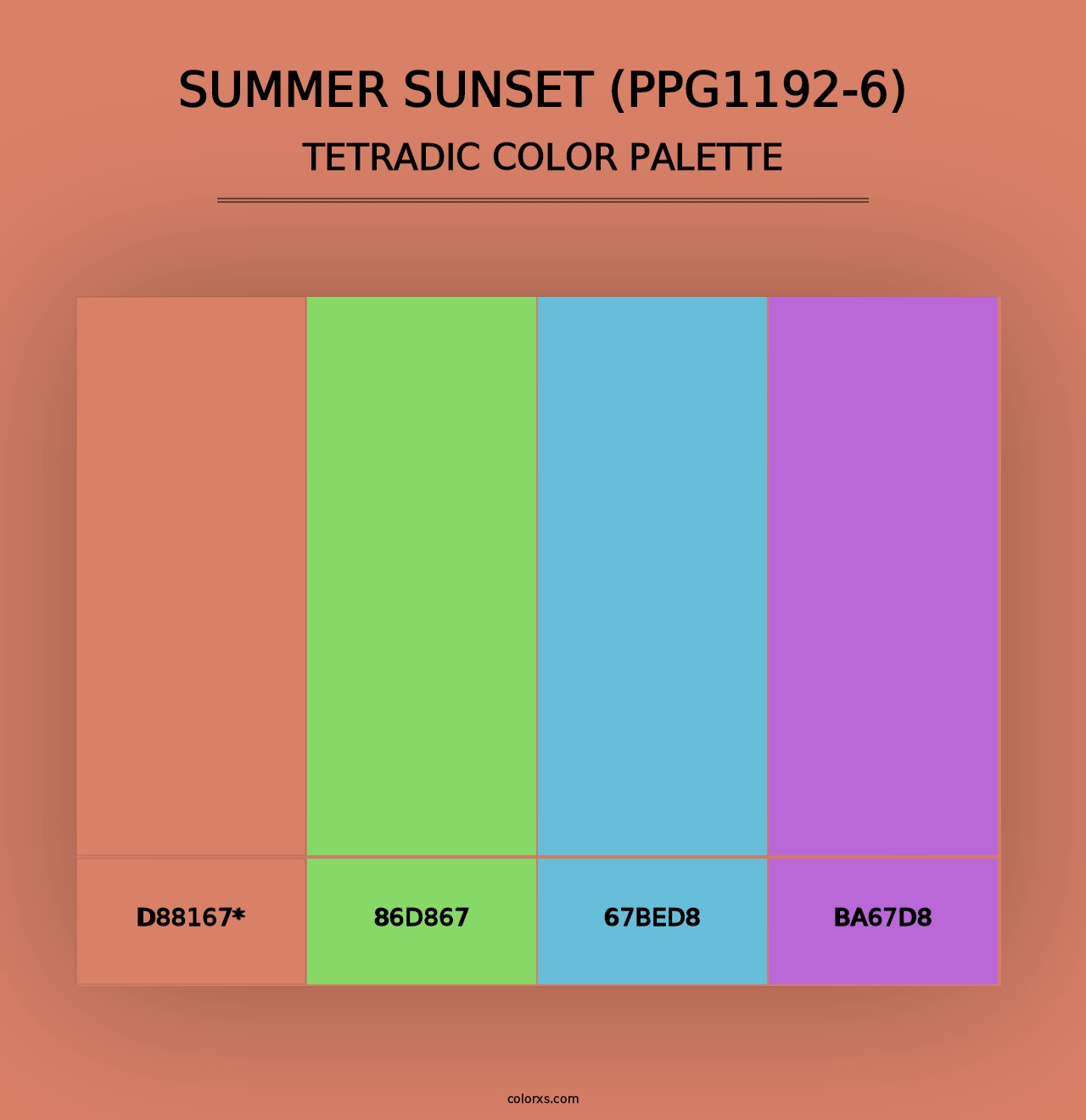 Summer Sunset (PPG1192-6) - Tetradic Color Palette