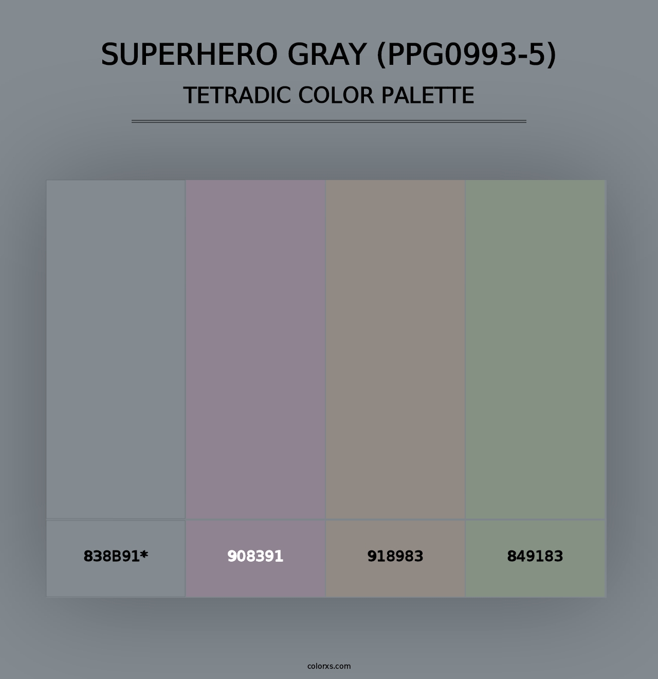 Superhero Gray (PPG0993-5) - Tetradic Color Palette