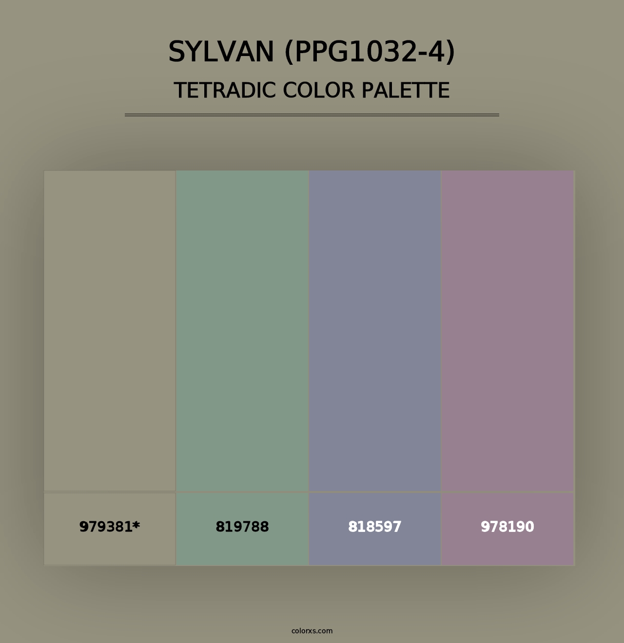 Sylvan (PPG1032-4) - Tetradic Color Palette