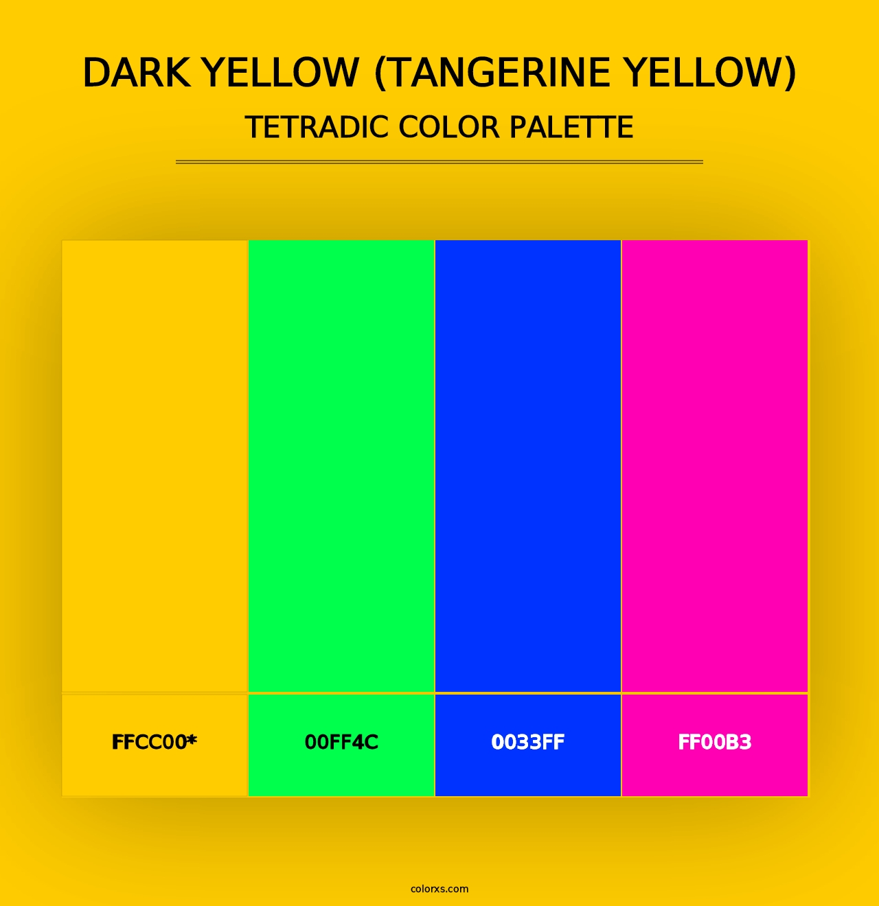 Dark Yellow (Tangerine Yellow) - Tetradic Color Palette