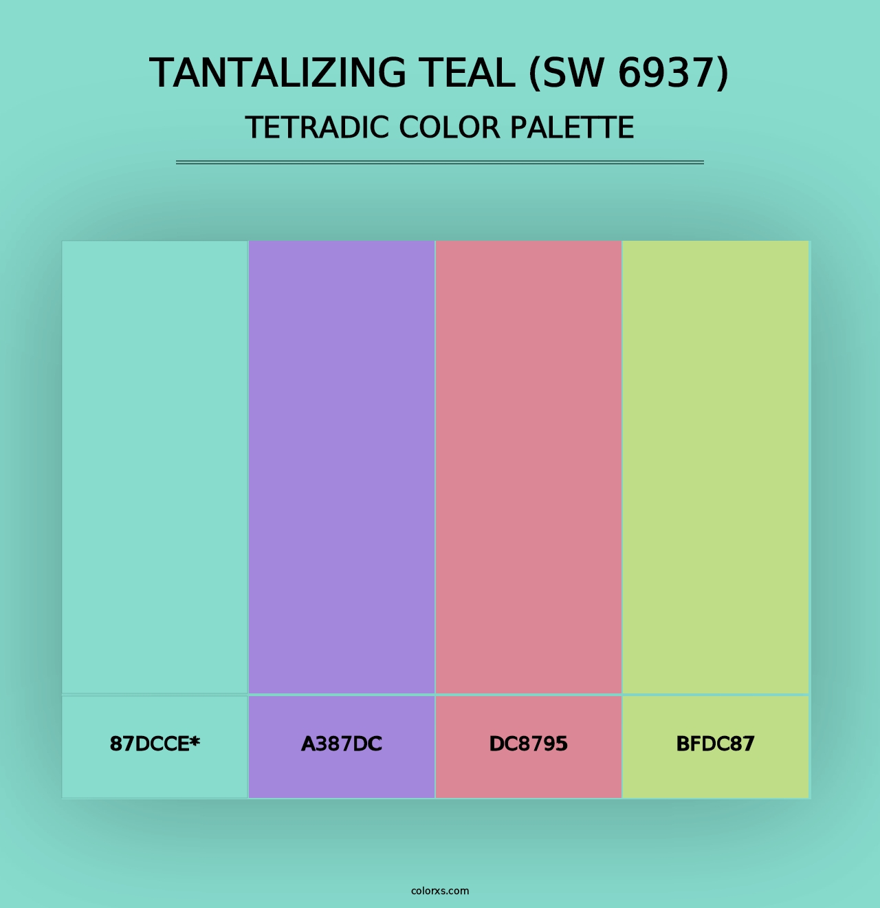 Tantalizing Teal (SW 6937) - Tetradic Color Palette