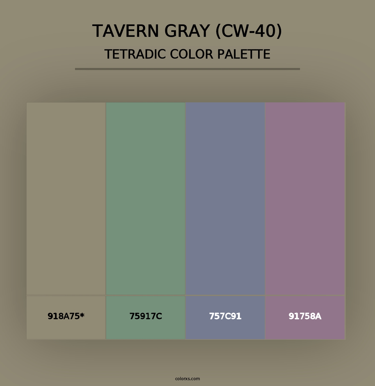 Tavern Gray (CW-40) - Tetradic Color Palette