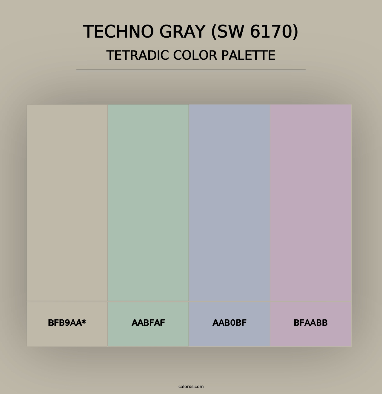 Techno Gray (SW 6170) - Tetradic Color Palette