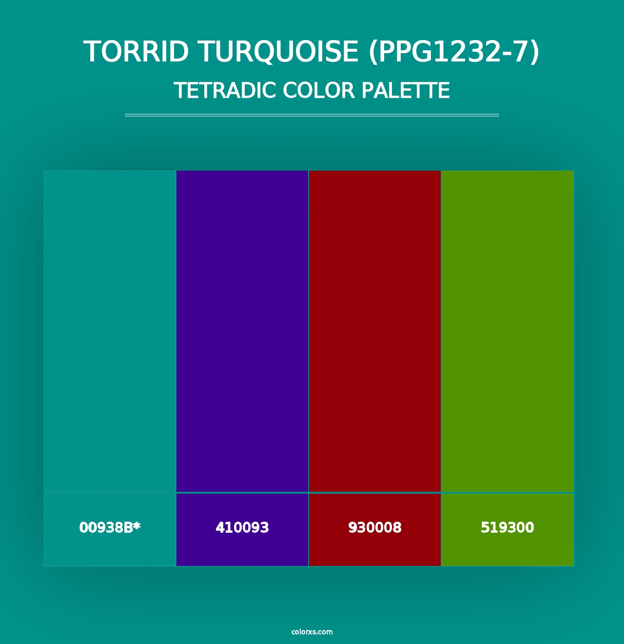 Torrid Turquoise (PPG1232-7) - Tetradic Color Palette