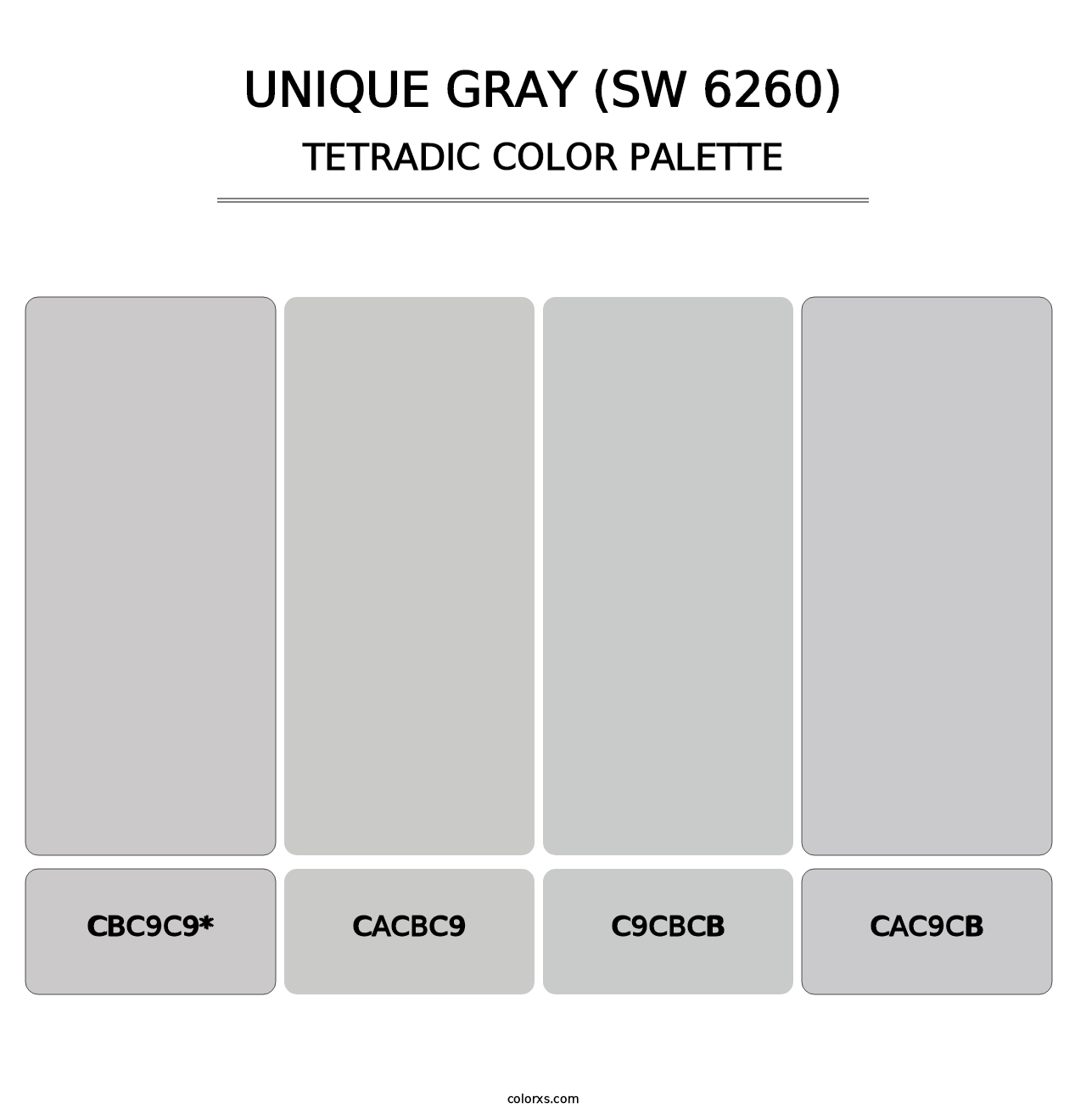 Unique Gray (SW 6260) - Tetradic Color Palette