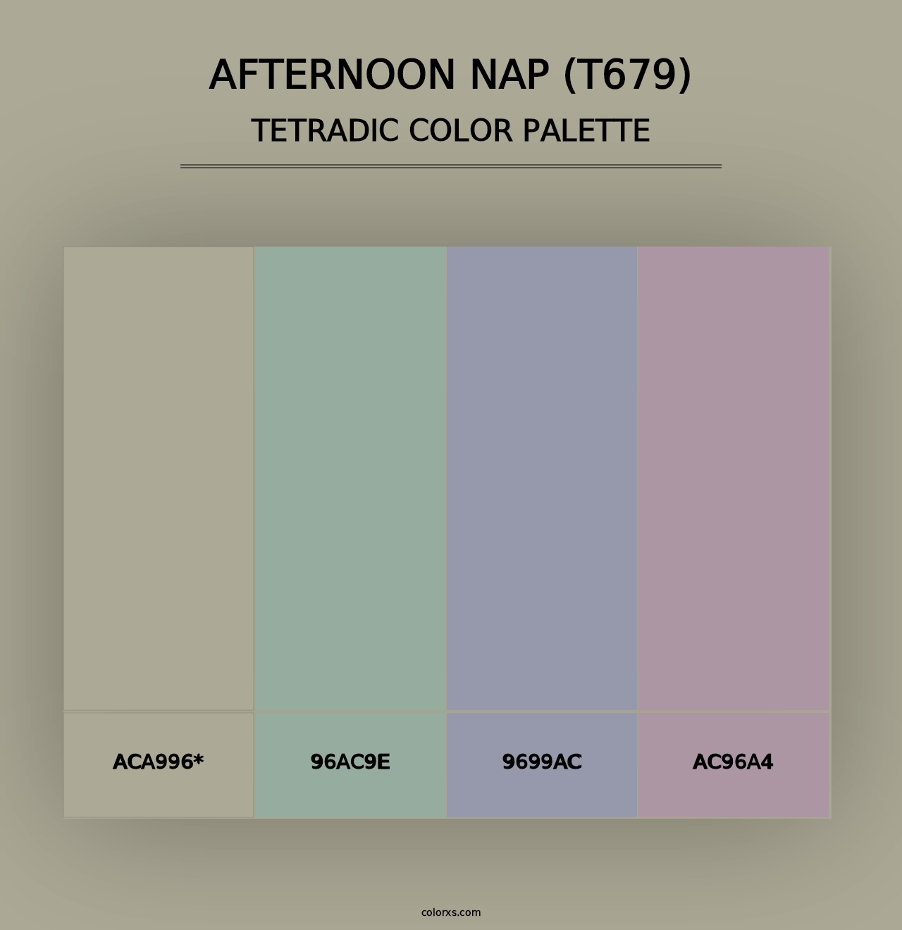 Afternoon Nap (T679) - Tetradic Color Palette