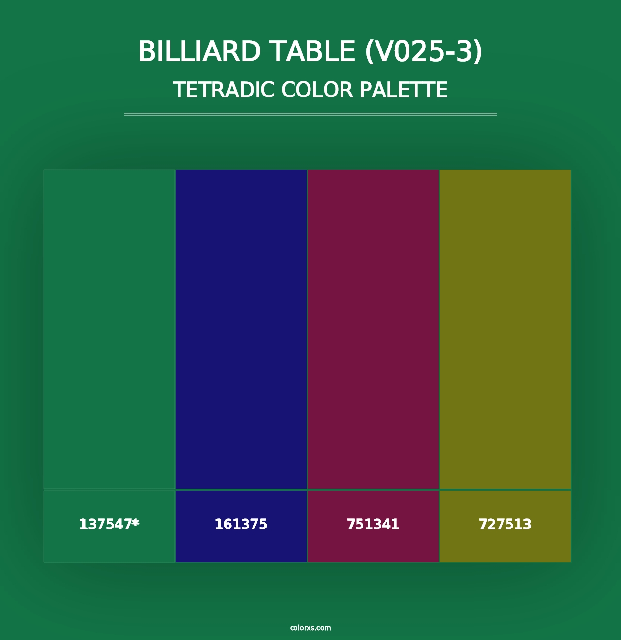 Billiard Table (V025-3) - Tetradic Color Palette