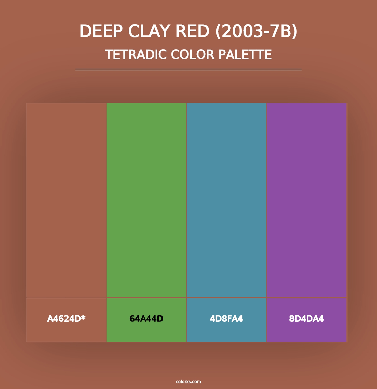 Deep Clay Red (2003-7B) - Tetradic Color Palette