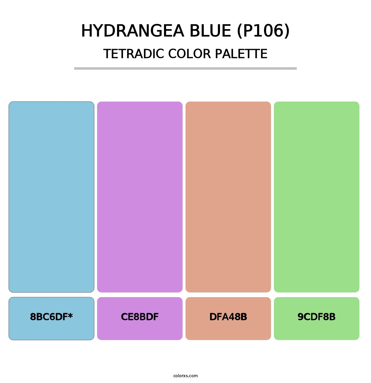 Hydrangea Blue (P106) - Tetradic Color Palette