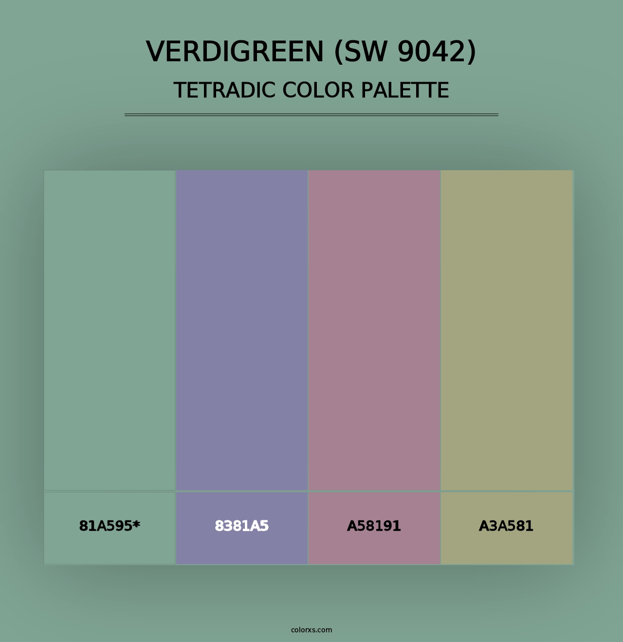 Verdigreen (SW 9042) - Tetradic Color Palette