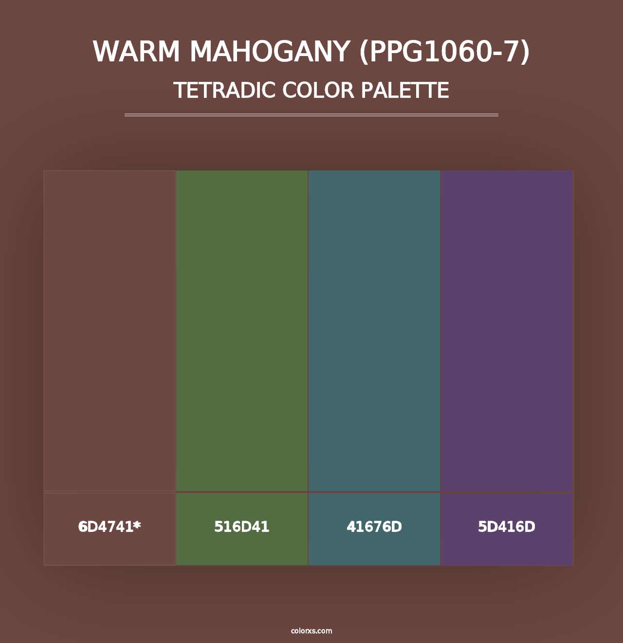 Warm Mahogany (PPG1060-7) - Tetradic Color Palette