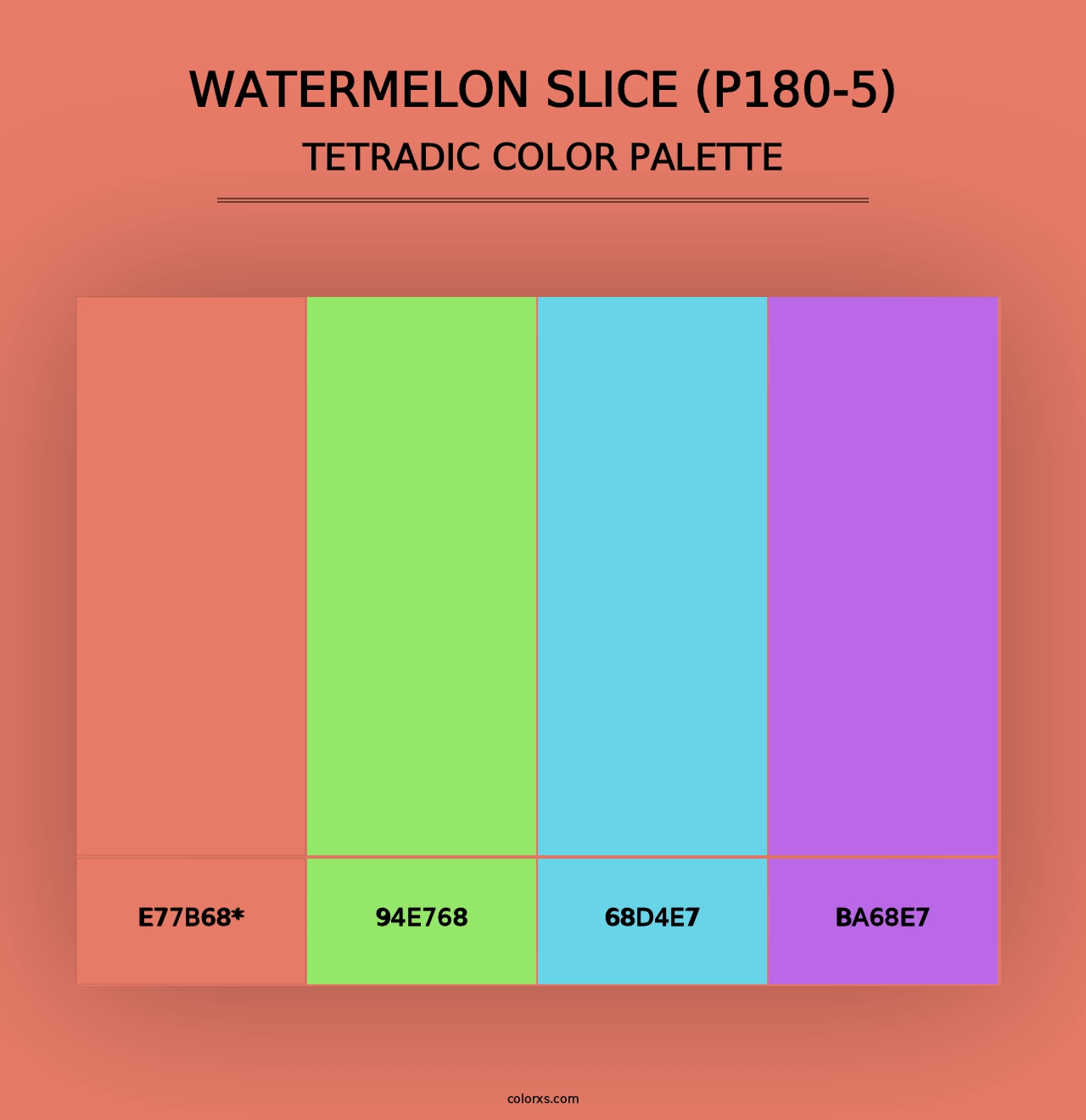 Watermelon Slice (P180-5) - Tetradic Color Palette