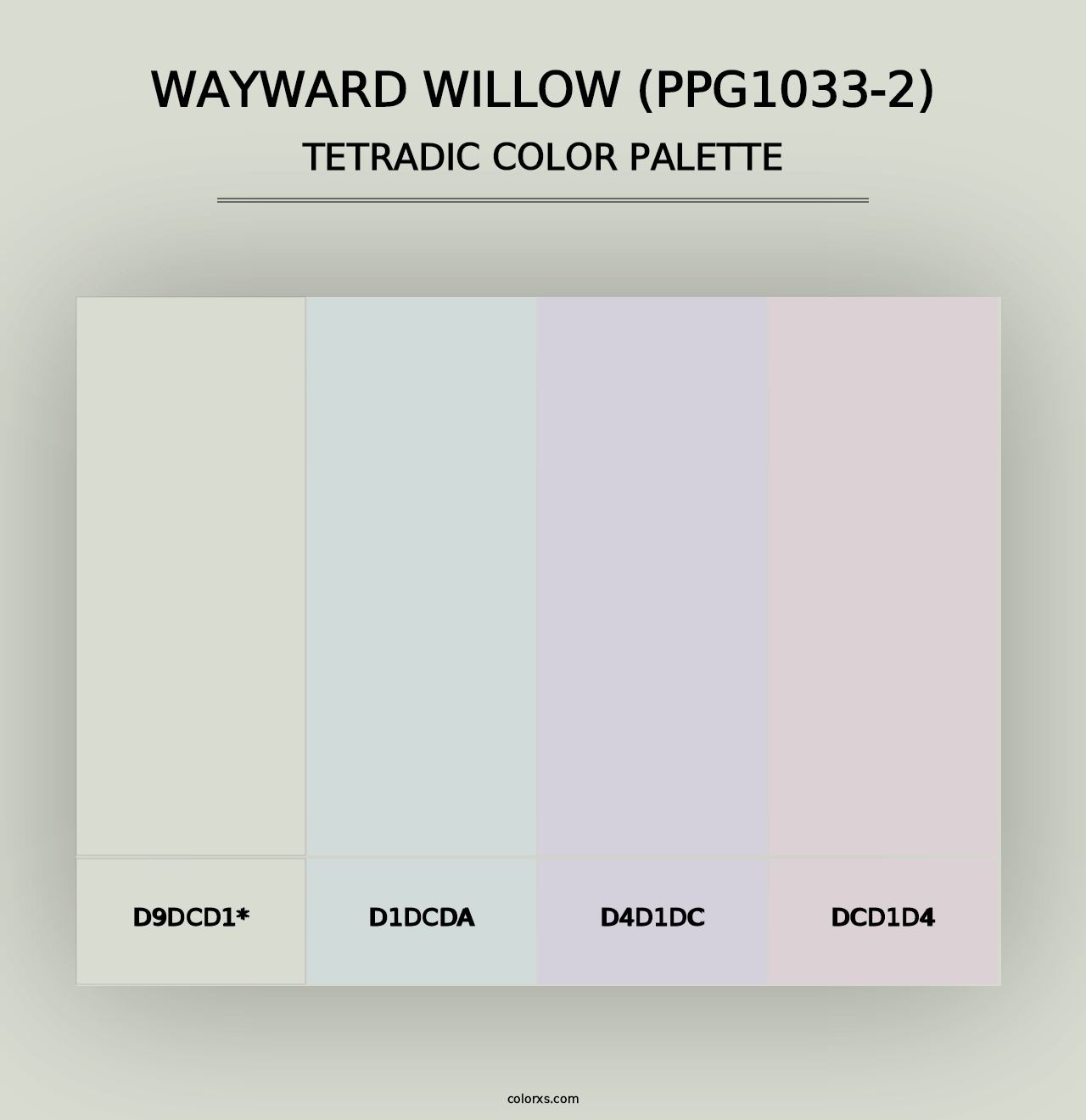 Wayward Willow (PPG1033-2) - Tetradic Color Palette