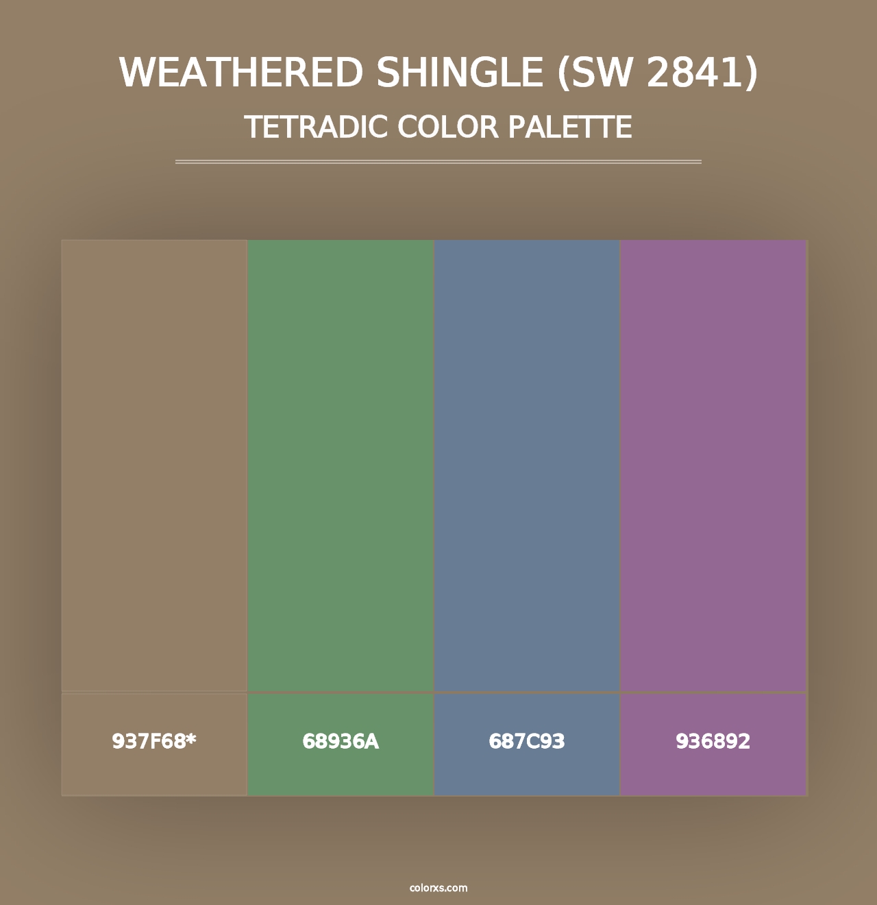 Weathered Shingle (SW 2841) - Tetradic Color Palette