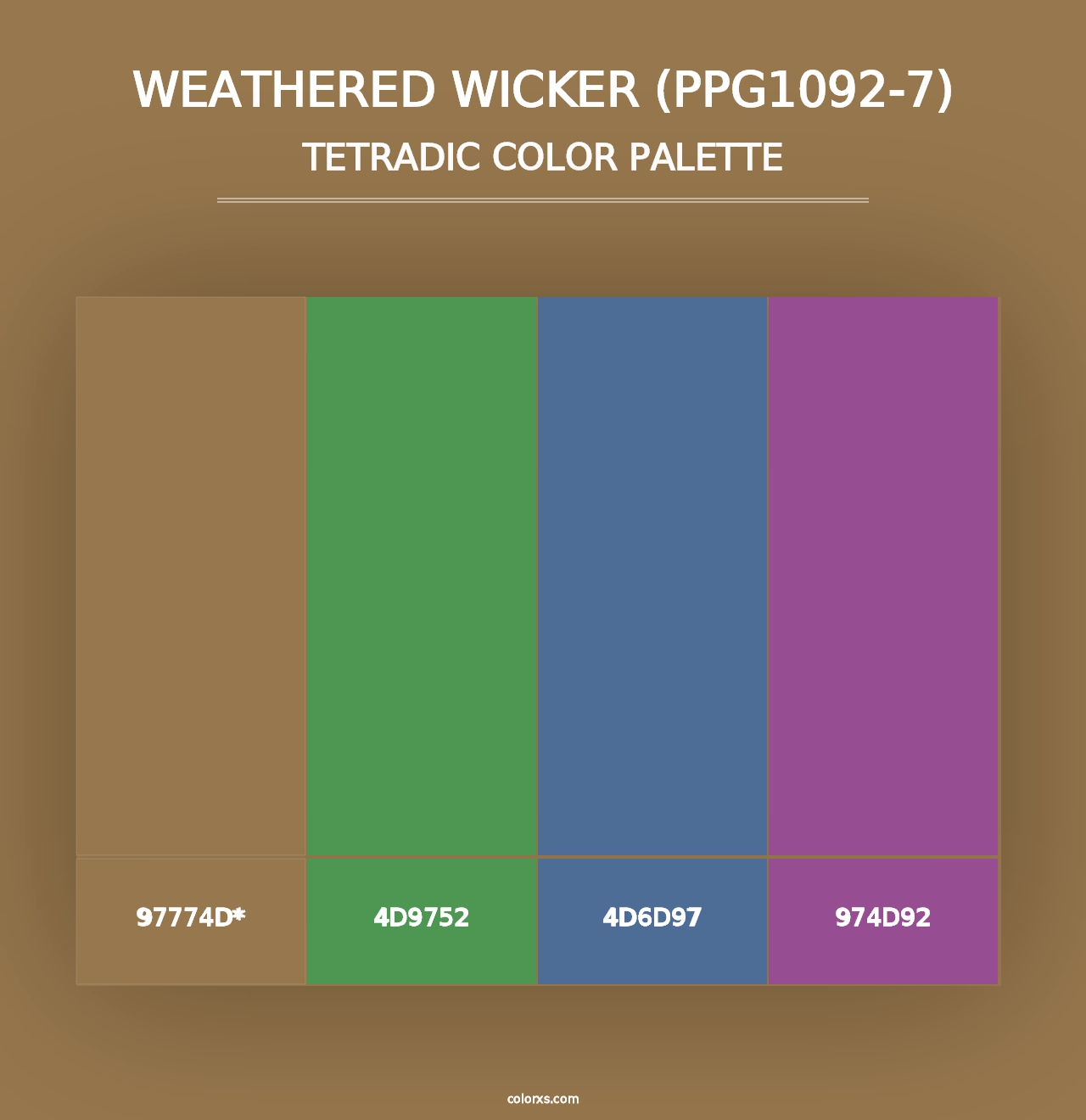 Weathered Wicker (PPG1092-7) - Tetradic Color Palette