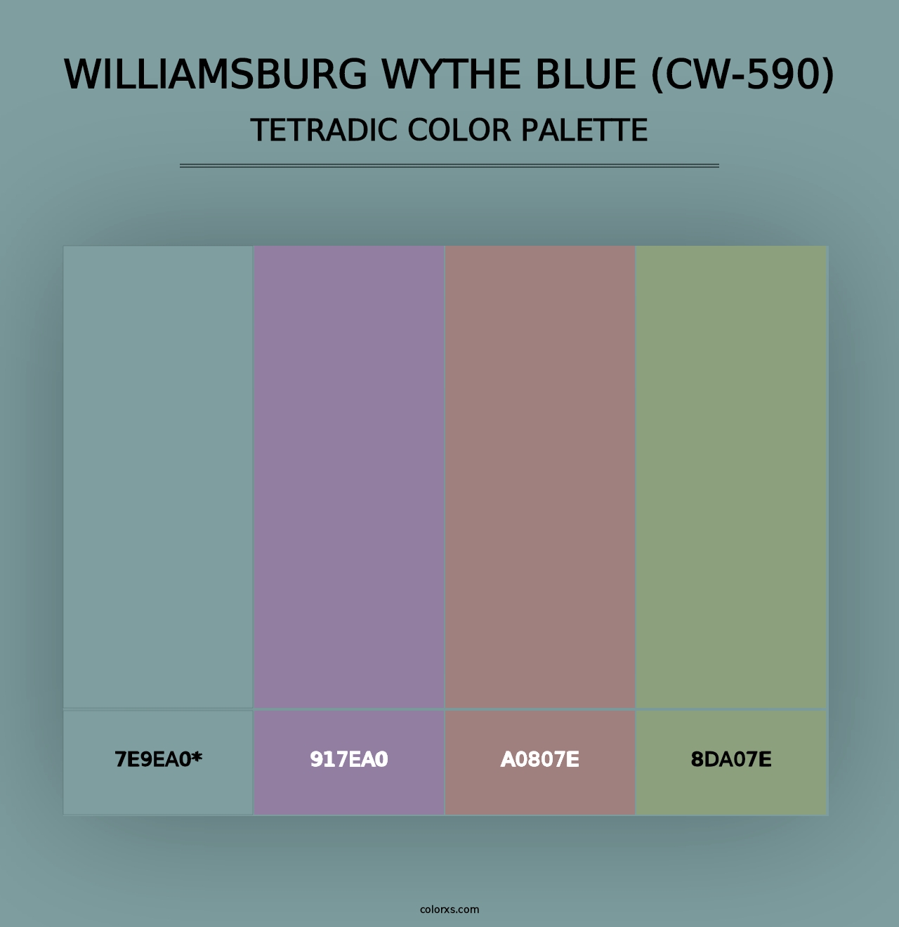 Williamsburg Wythe Blue (CW-590) - Tetradic Color Palette