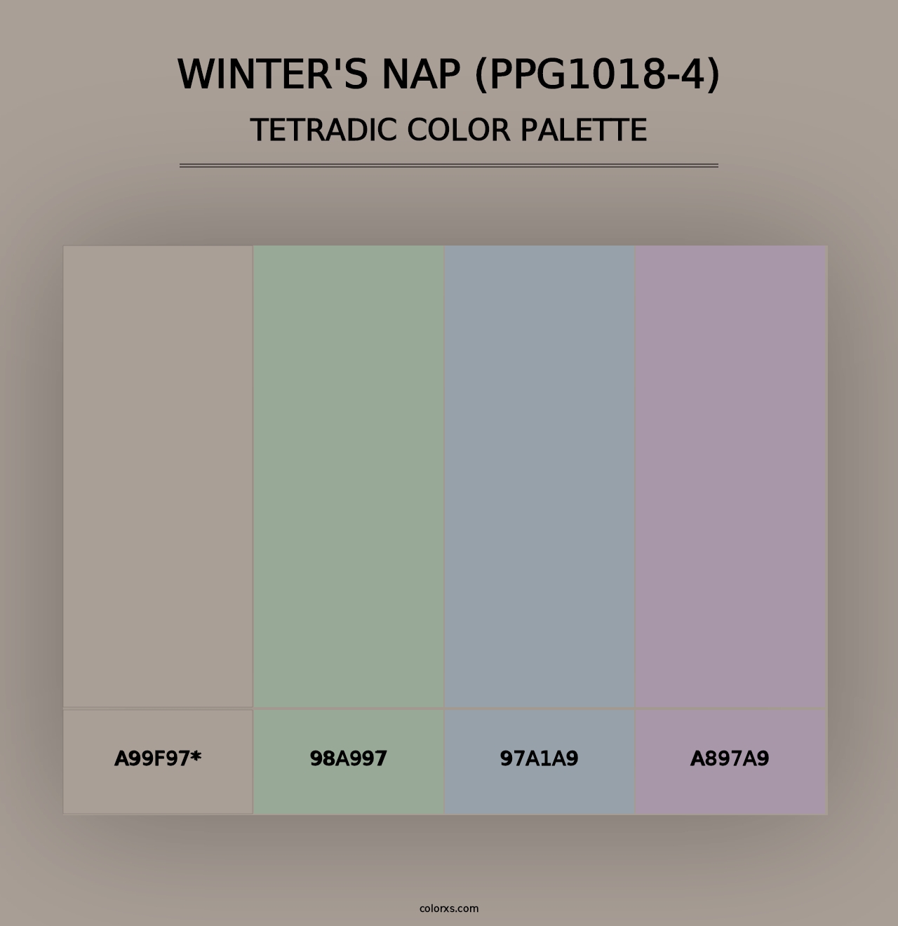 Winter's Nap (PPG1018-4) - Tetradic Color Palette