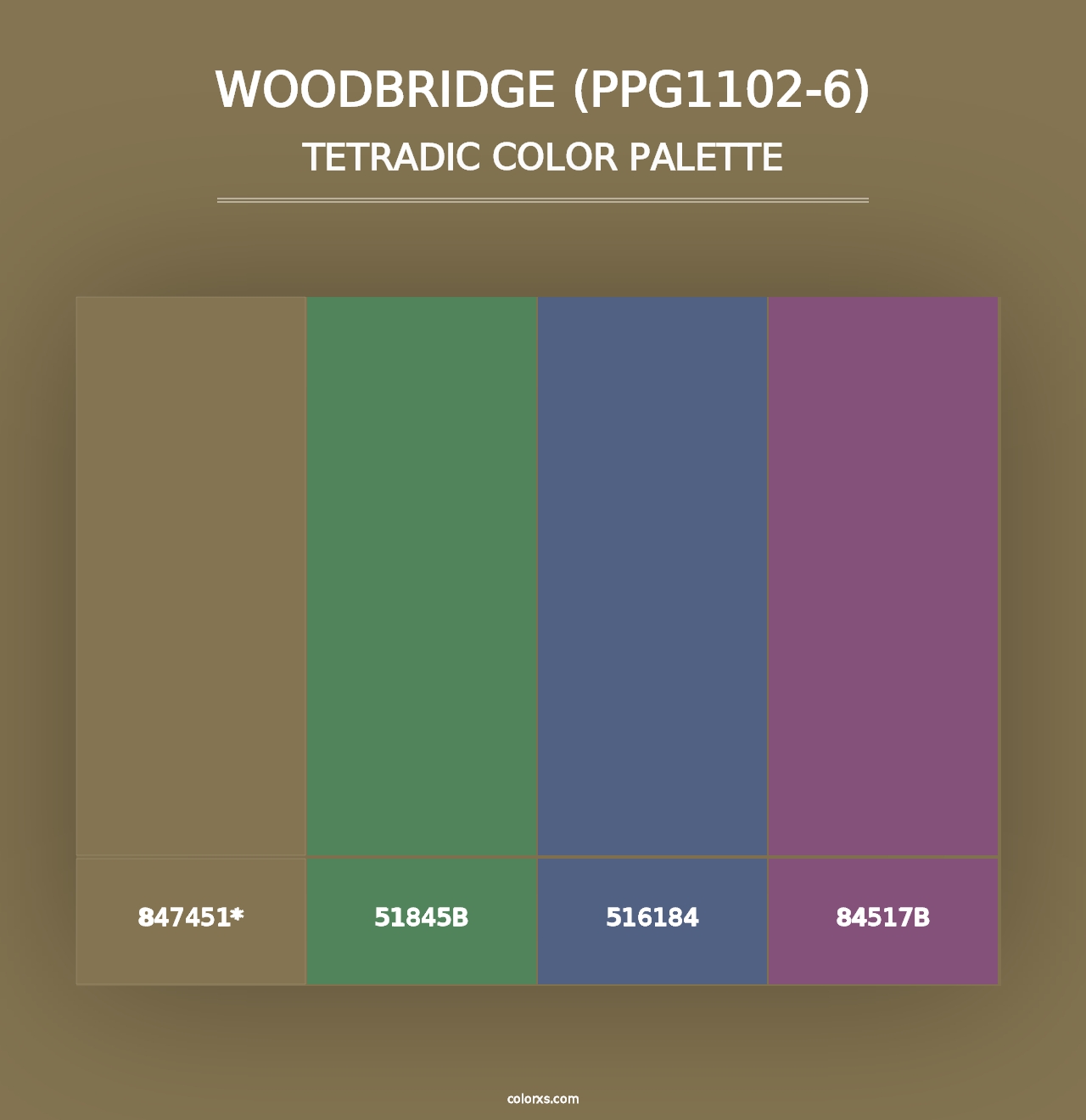 Woodbridge (PPG1102-6) - Tetradic Color Palette