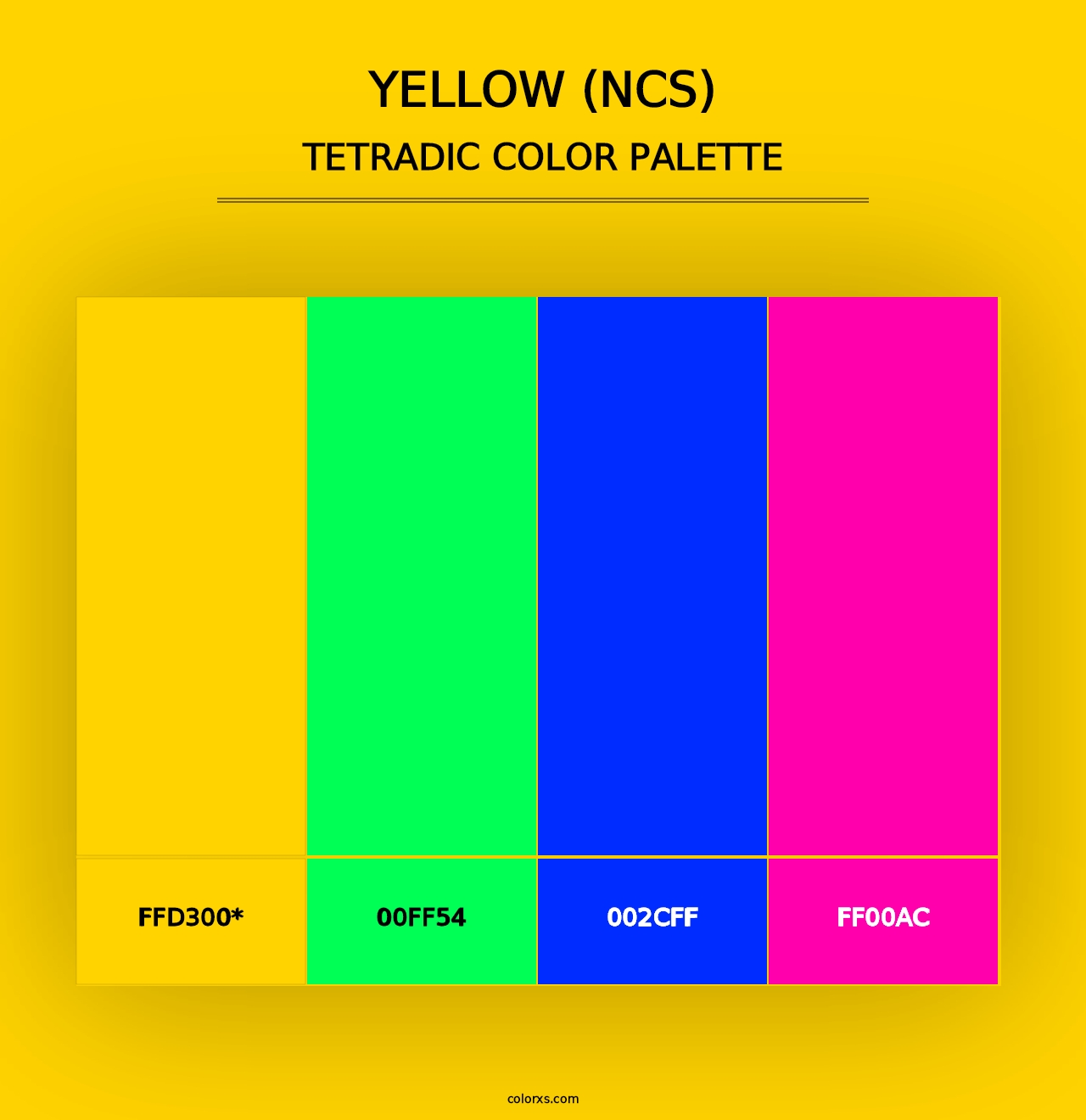 Yellow (NCS) - Tetradic Color Palette