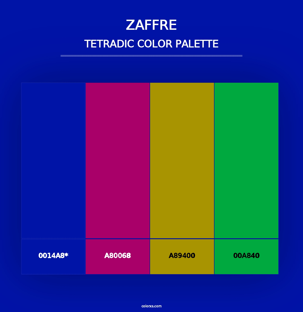 Zaffre - Tetradic Color Palette