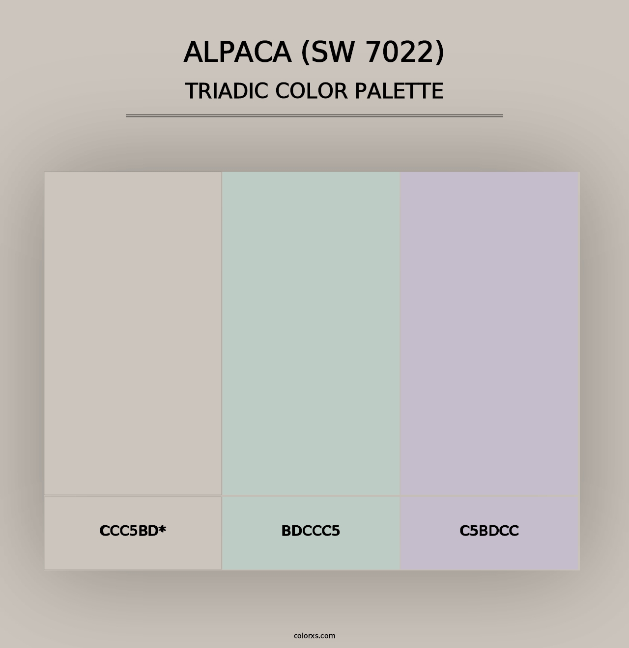 Alpaca (SW 7022) - Triadic Color Palette