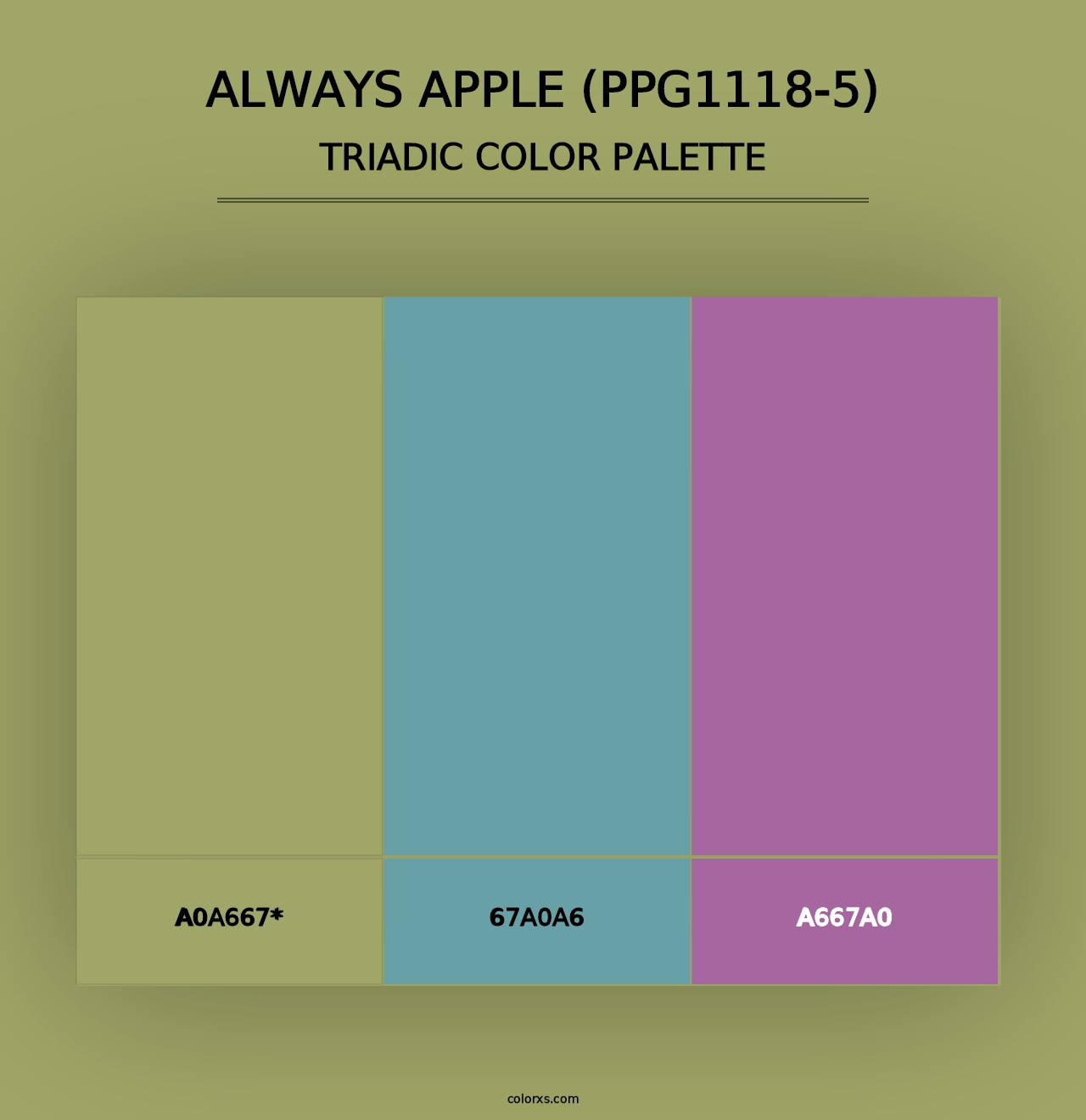 Always Apple (PPG1118-5) - Triadic Color Palette