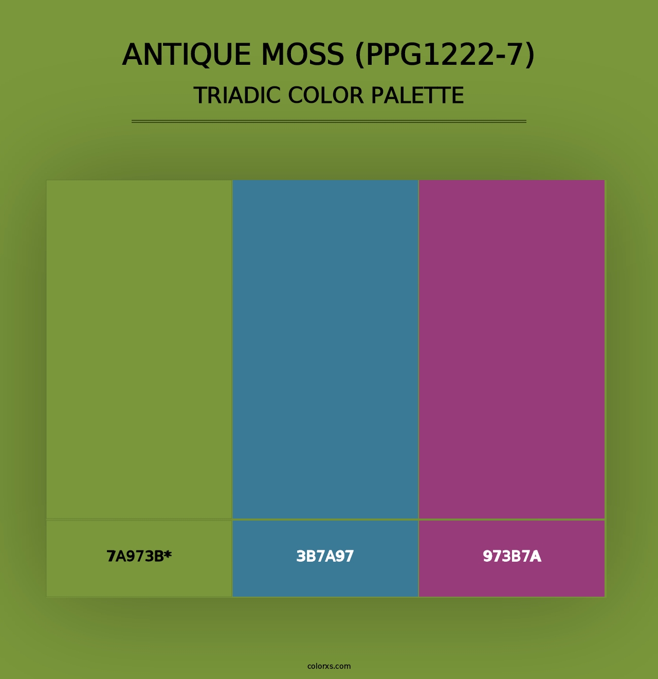 Antique Moss (PPG1222-7) - Triadic Color Palette