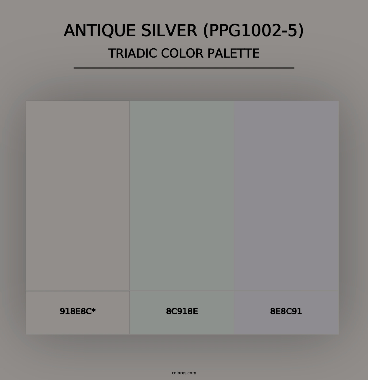 Antique Silver (PPG1002-5) - Triadic Color Palette